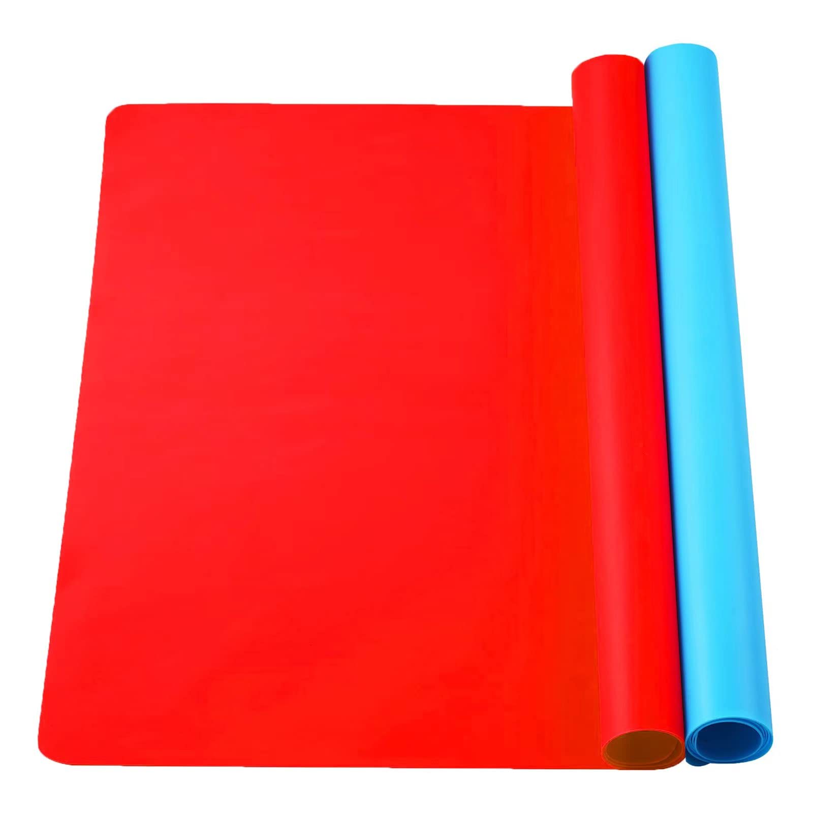 2 Pack 15.7 x 11.8 Inch Non-Stick Silicone Craft Mats - Thick Heat-Resistant Work Surface for Resin Molds, DIY Painting, Epoxy Projects, Jewelry Making & Arts & Crafts (Blue & Red) - Perfect for Home, Studio & Classroom Use