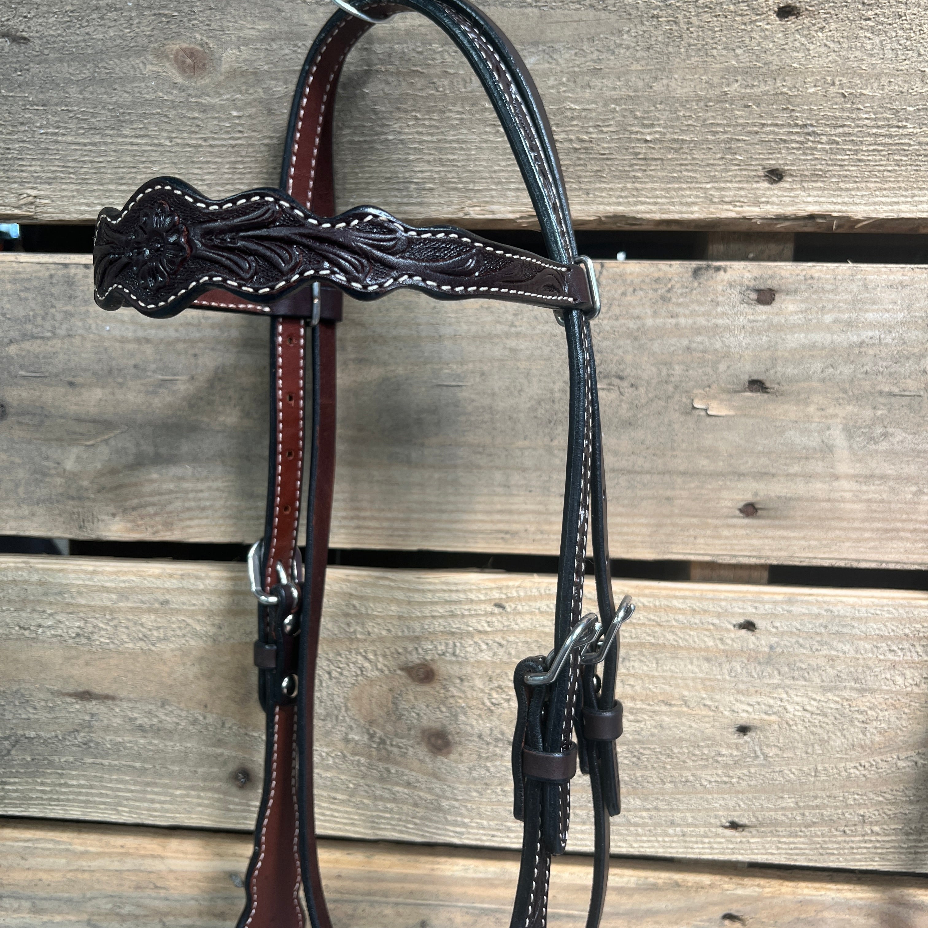 Dark Oil Floral Scalloped Purple Loping Hackamore Horse Training Bit - #LHK017 - Perfect for Western Riding, Dressage & Equestrian Competitions