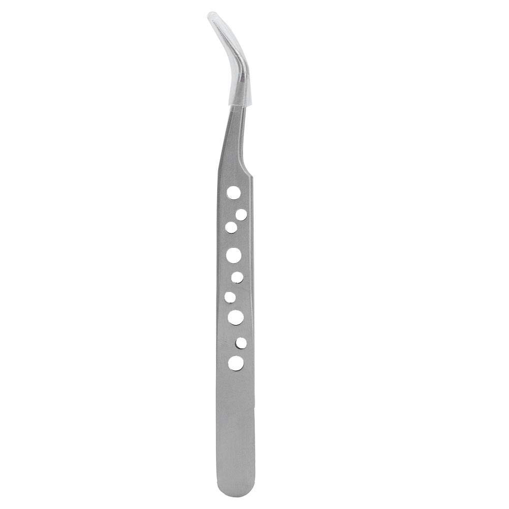 Utoolmart 9-Hole Anti-Static Tweezers - Stainless Steel Non-Magnetic No.15 Curved Pointed Tip - Precision Tools for Jewelry Making, Electronics Repair & Crafting (5-Piece Set, Black)