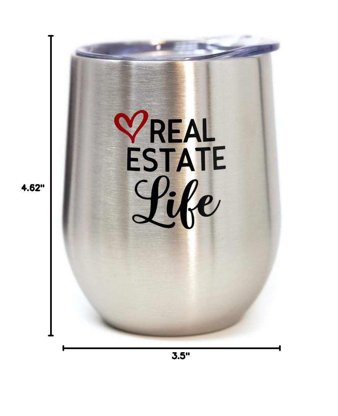 12oz Stainless Steel Vacuum Insulated Wine Tumbler with Lid - Powder Coated Travel Mug for Real Estate Agents | Perfect for Client Meetings, Open Houses & On-the-Go Professionals