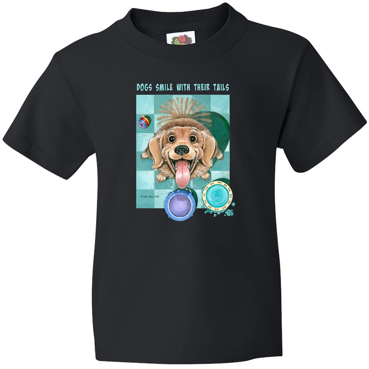 Inktastic Dogs Smile with Their Tails Youth T-Shirt - Cute Dog Lover Graphic Tee for Kids | Funny Animal Apparel for Boys & Girls | Perfect for School, Playdates & Family Outings