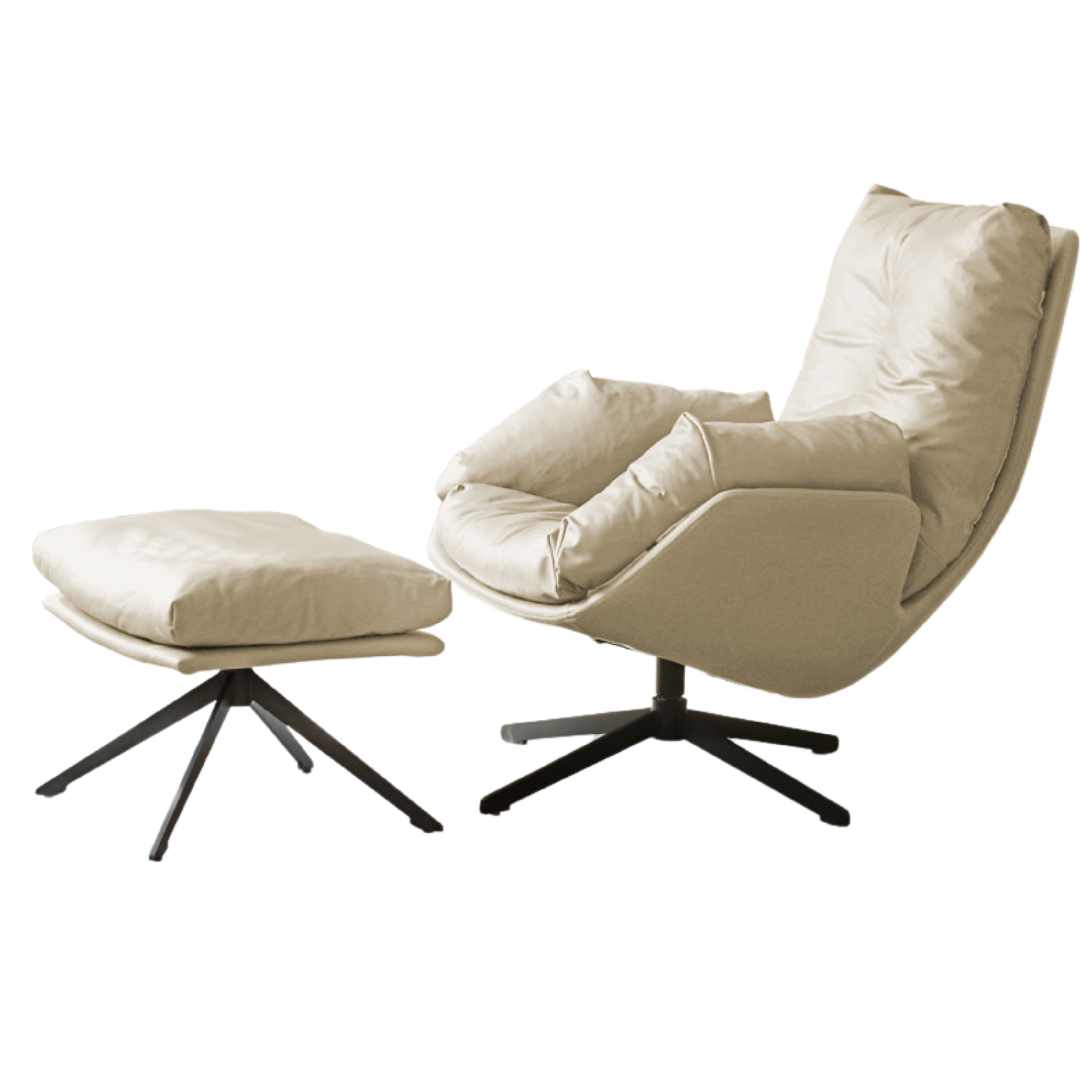 Luxury Italian Organic Leather Swivel Sofa Chair - Modern Living Room, Office & Lounge Seating for Home Decor