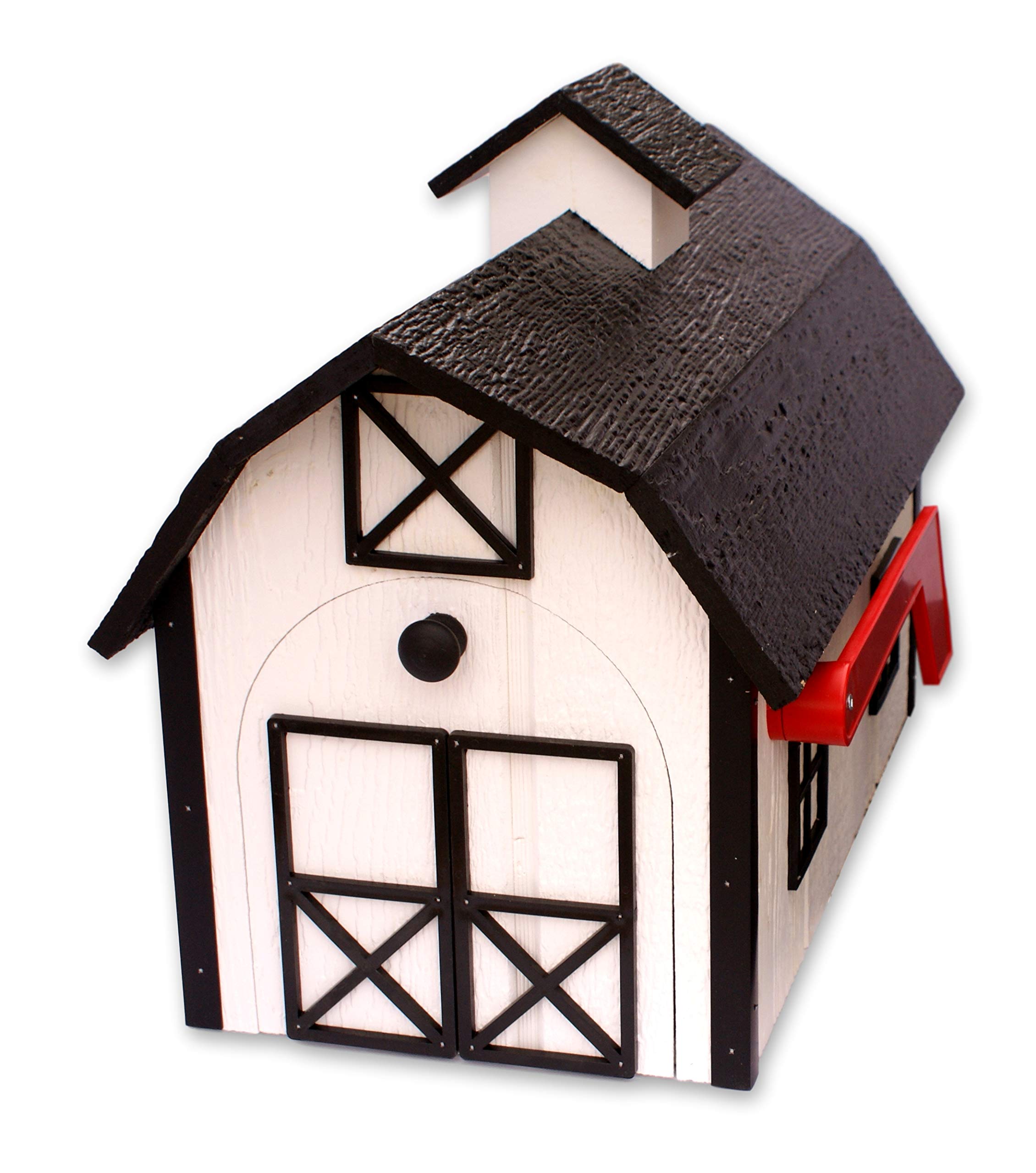 Amish-Made Deluxe Wooden Mailbox - Dutch Barn Style with Rustic Cupola (White & Black Trim) | Handcrafted Outdoor Mailbox for Farmhouse, Cottage & Countryside Homes