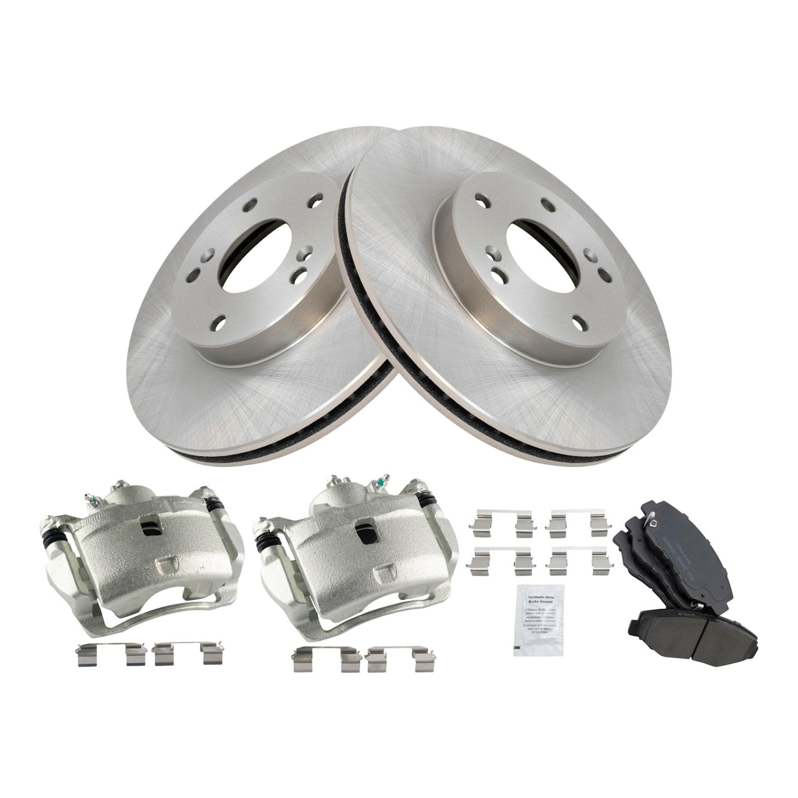 Premium Ceramic Brake Pads & Vented Rotors Kit - Compatible with 2014-2015 Acura ILX, 2003-2017 Honda Accord, 2013-2019 Civic - Front Brake Caliper Replacement for Smooth Stopping & Enhanced Safety - Ideal for City Driving, Highway Commuting & Performance Upgrades