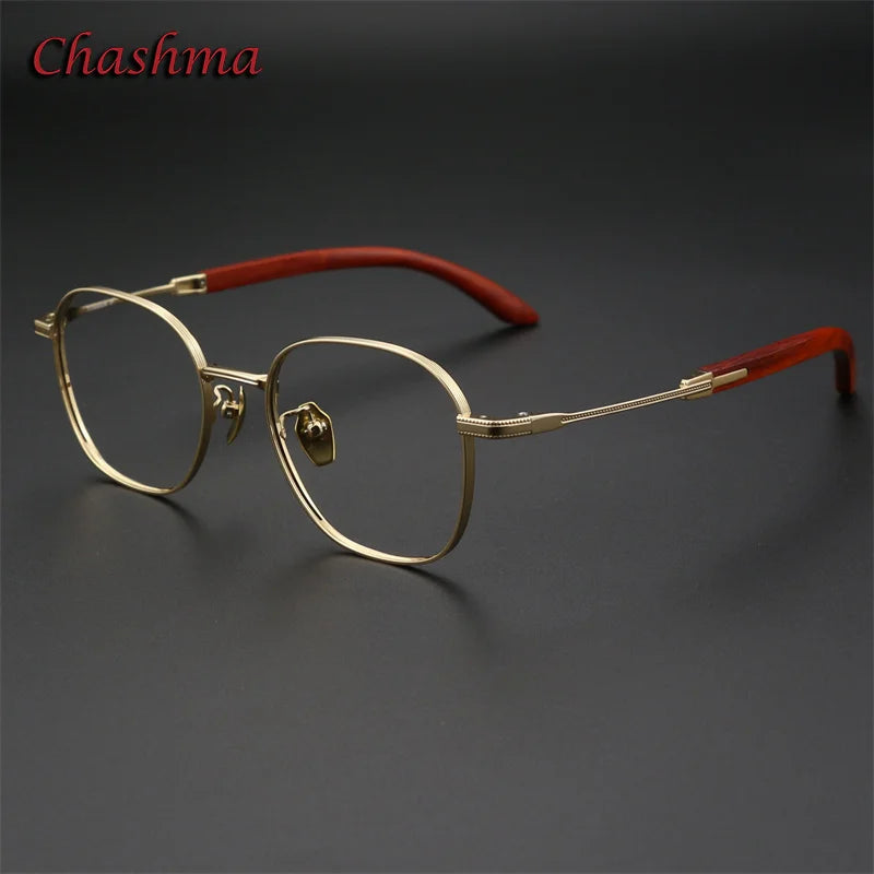 Premium Men's Full Rim Square Titanium Eyeglasses with Rosewood Accents - Stylish & Durable Frame for Work, Reading & Everyday Wear (Model 2330)