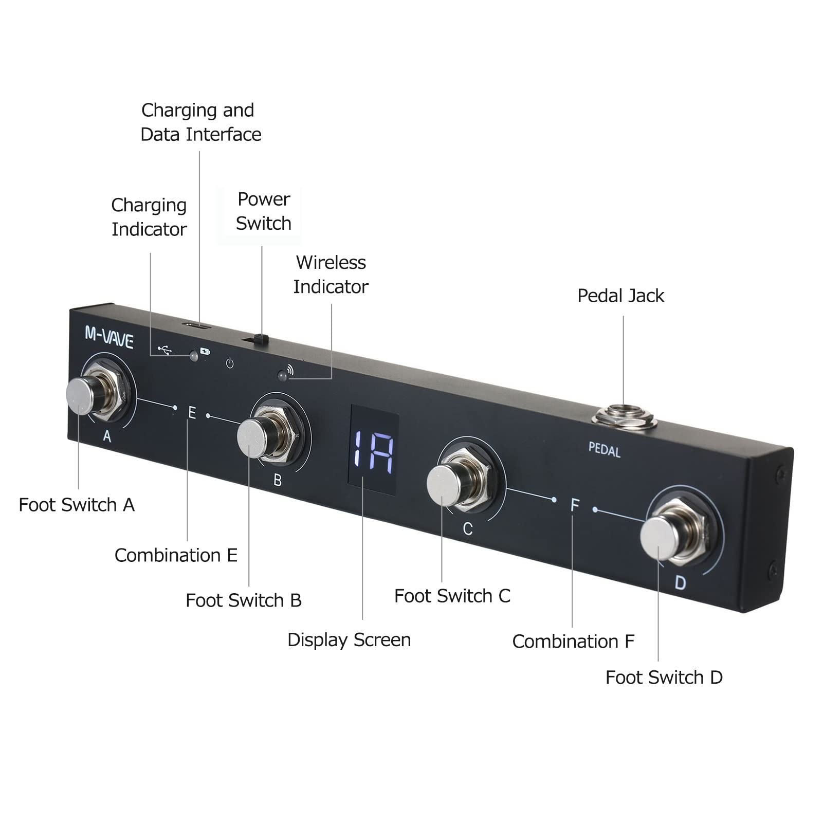 Btuty BT MIDI Foot Controller - Wireless 4-Button Rechargeable MIDI Pedal with APP Control (Chocolate) for Guitar Effects, Music Production & Live Performance