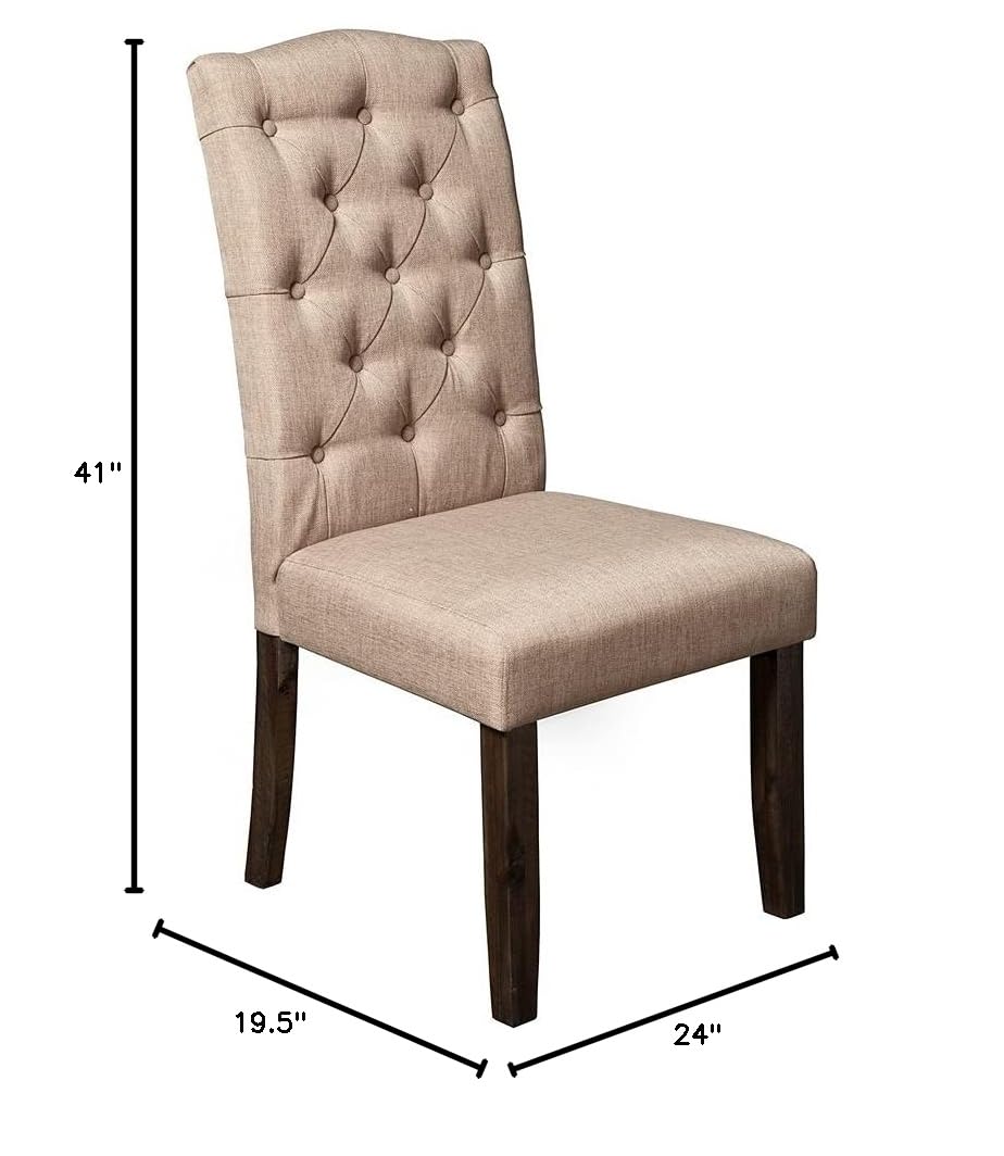 Premium Alpine Furniture Newberry Parson Chairs - Set of 2 Upholstered Dining Side Chairs with Wooden Legs for Kitchen, Dining Room, and Event Seating