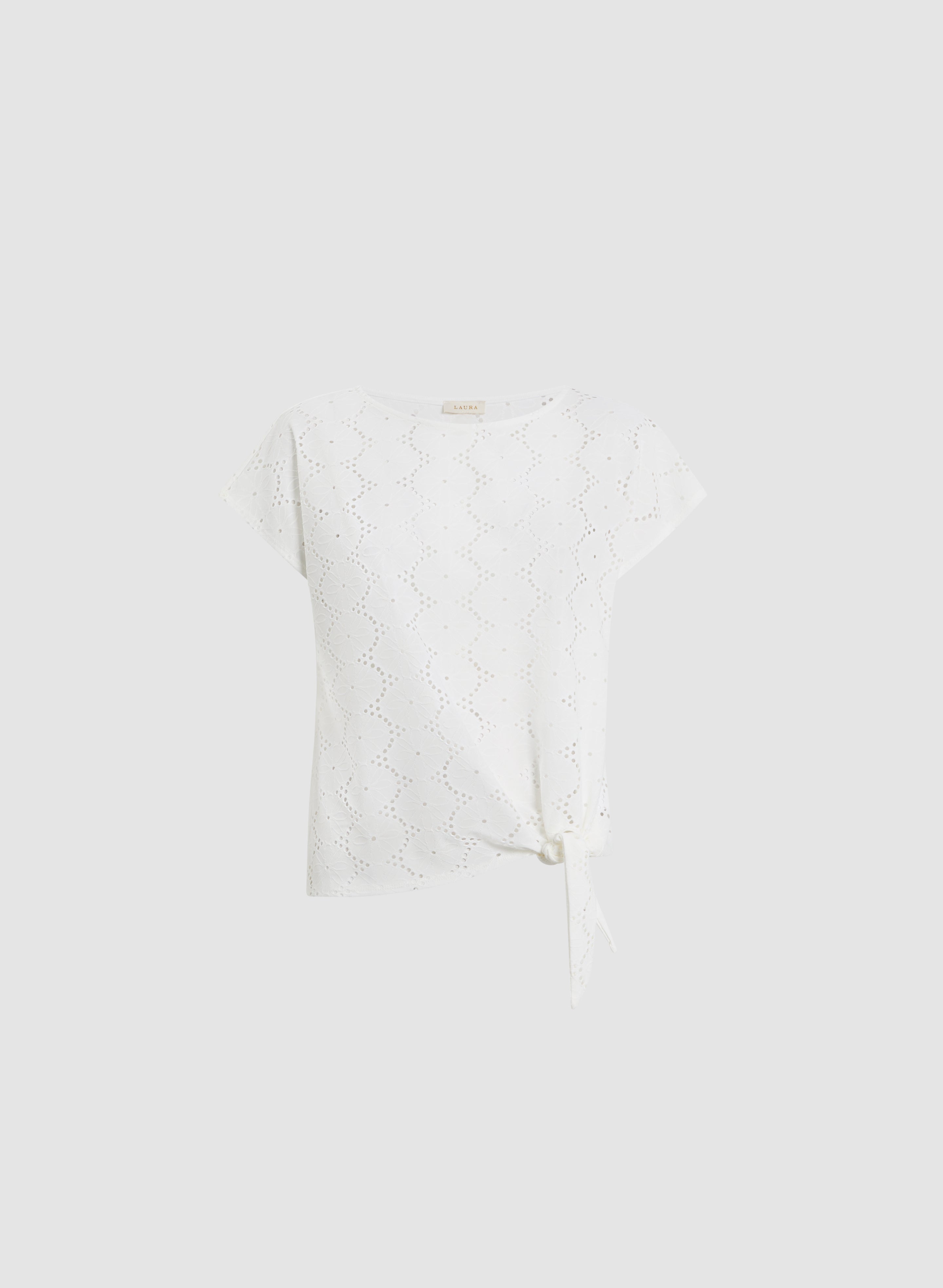 Eyelet Detail Boat Neck Top for Women - Breathable Summer Blouse - Perfect for Beach, Vacation & Casual Outings