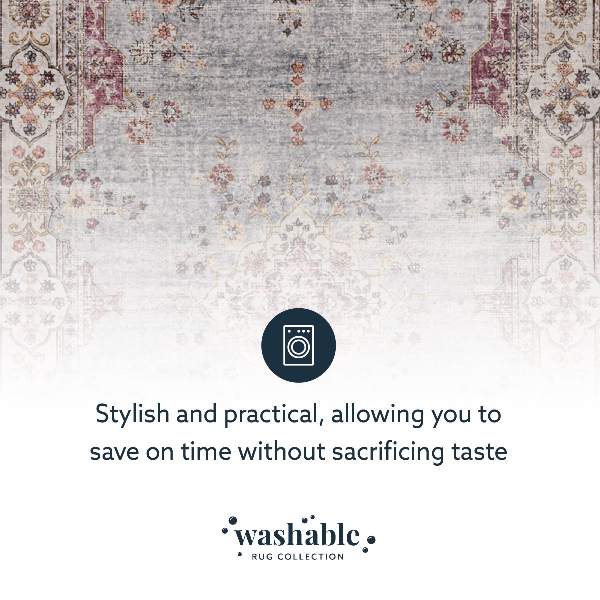 Linon The Anywhere Washable Rug - Barton Pale Blue/Ivory 2' X 8' Runner Rug - Machine Washable Non-Slip Carpet for Hallway, Kitchen, Entryway, Bedroom & Dorm Decor