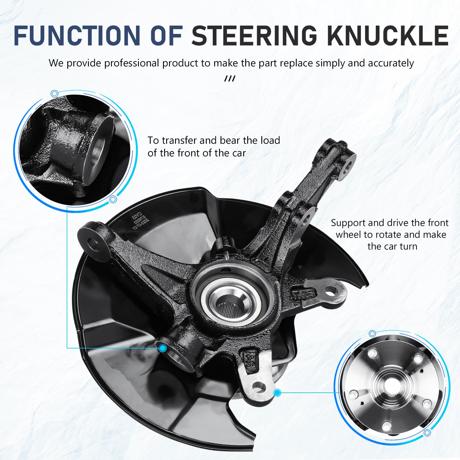 Front Right Steering Knuckle & Wheel Hub Bearing Assembly for Honda Civic 2006-2011 (Excluding Si Model) - Replaces OEM #698-450 / 698450 - Perfect for Suspension Repair & Engine Replacement