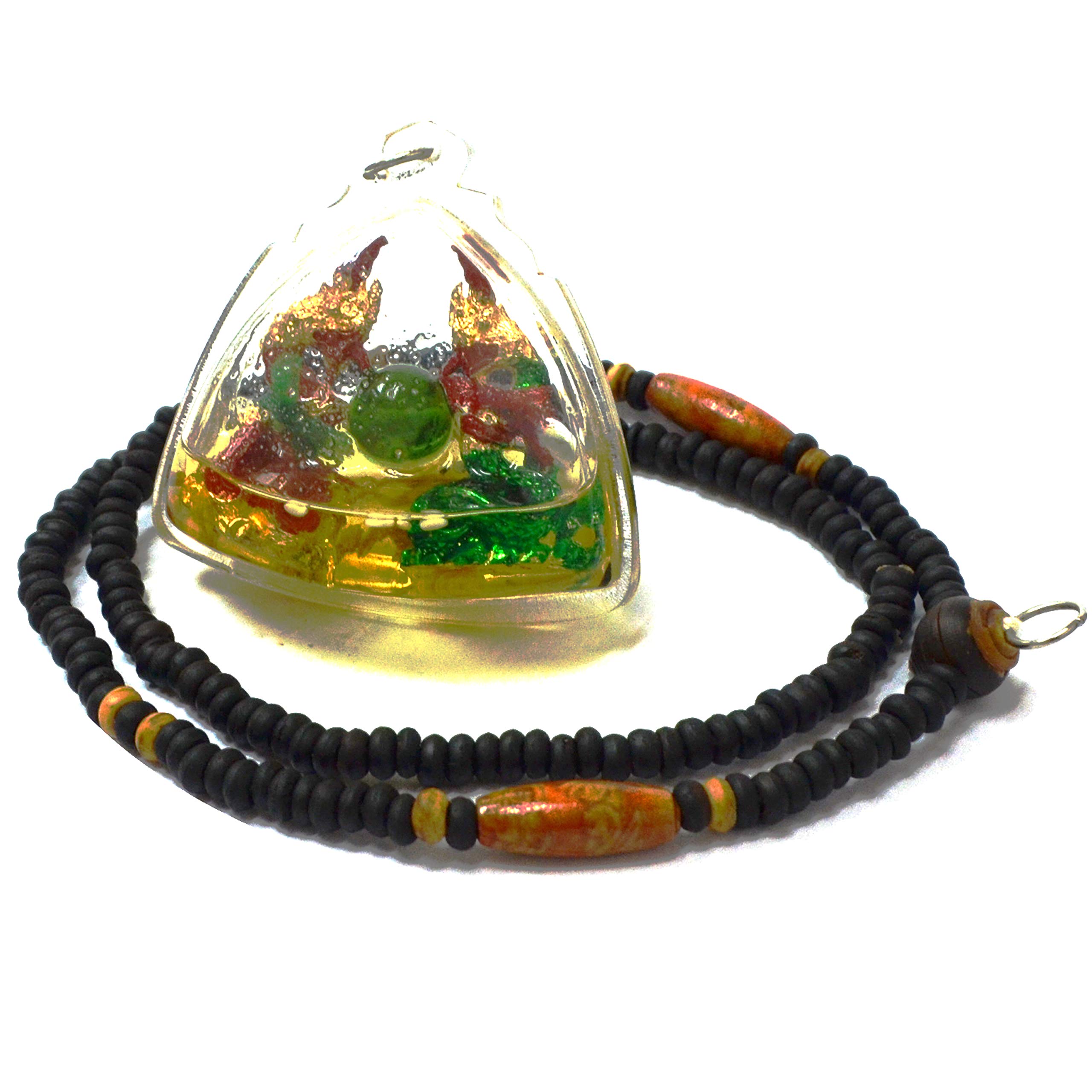 Duo Serpent Brass Pendant Necklace - Thai Amulet Talisman for Luck & Wealth Protection | Buddhist Charm Jewelry for Spiritual Blessings, Meditation & Daily Wear