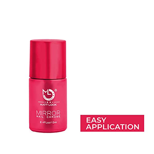 Mattlook Shine Like Mirror Nail Chrome Polish - Vibrant Red-A (Pack of 2, 24ml) for Salon-Quality Manicures & Party Nail Art