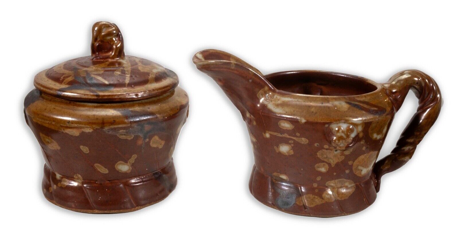 John Glick Ceramic Stoneware Sugar Bowl and Creamer Set - Handcrafted Plum Tree Pottery for Coffee & Tea Service - Perfect for Breakfast, Afternoon Tea, and Kitchen Decor
