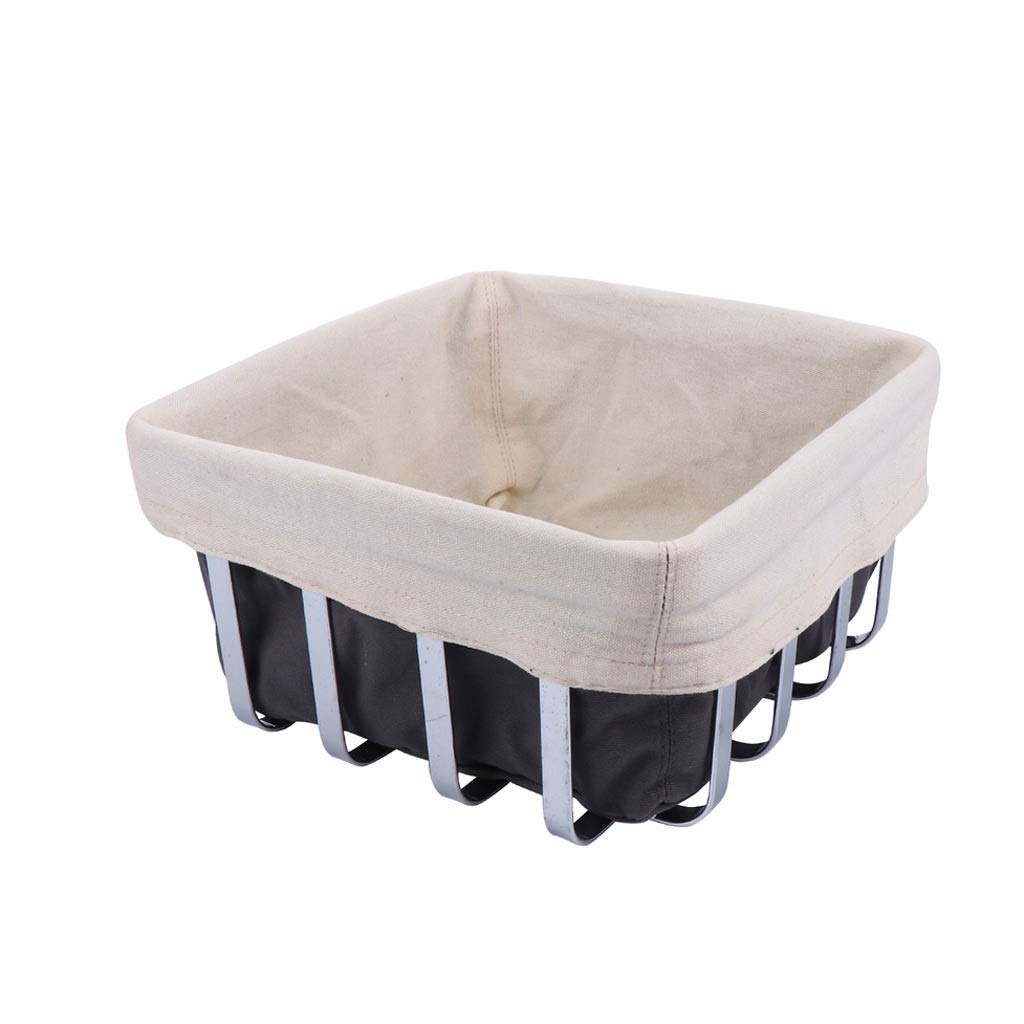 Premium Stainless Steel Bread Basket with Cloth Liner - Square Storage Container for Bread, Fruits & Tableware - Perfect for Kitchen, Dining Room & Picnic Organization