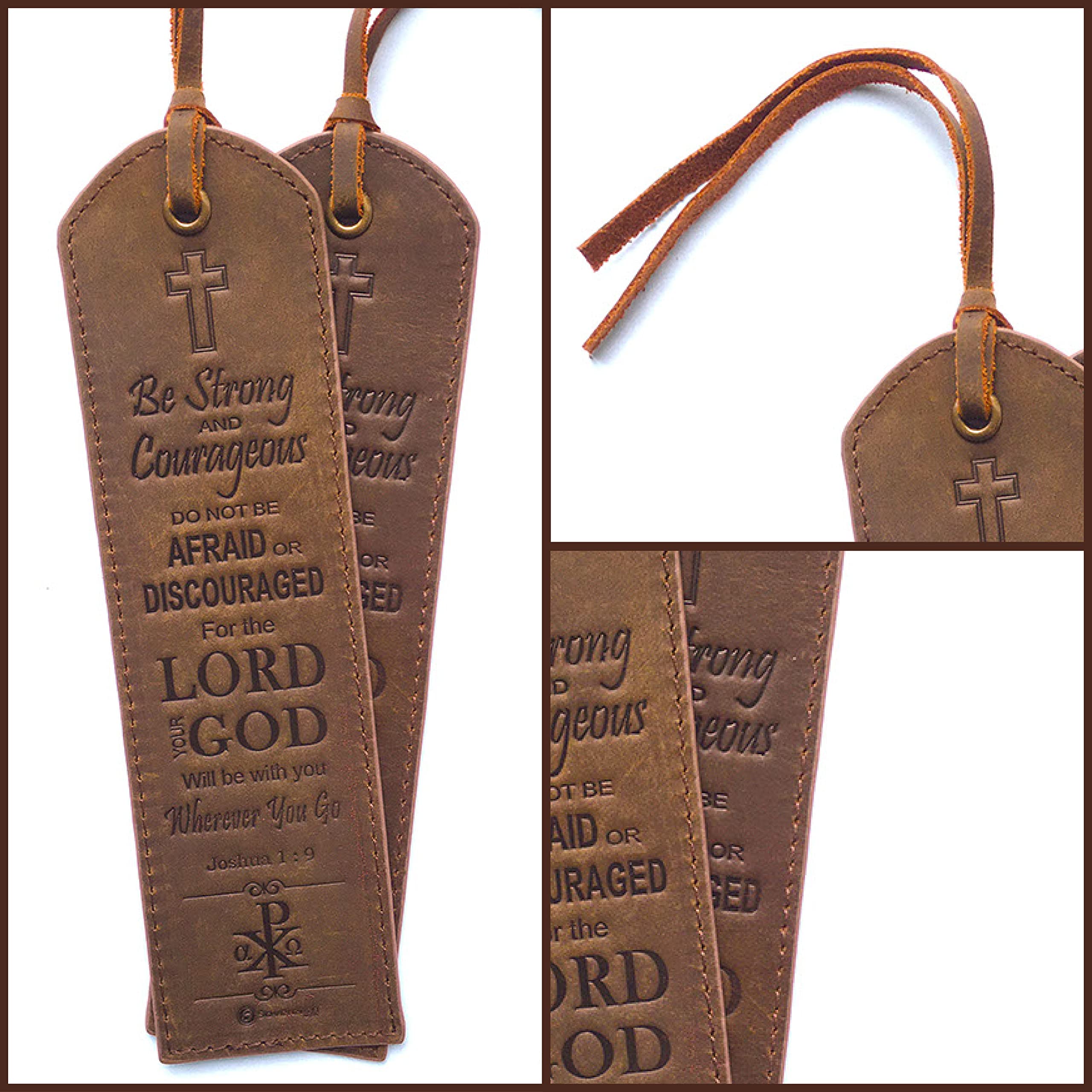Leather Bible Bookmarks with Inspirational Verse - Religious Gift for Readers | Joshua 1:9 | Perfect for Bible Study & Gifting