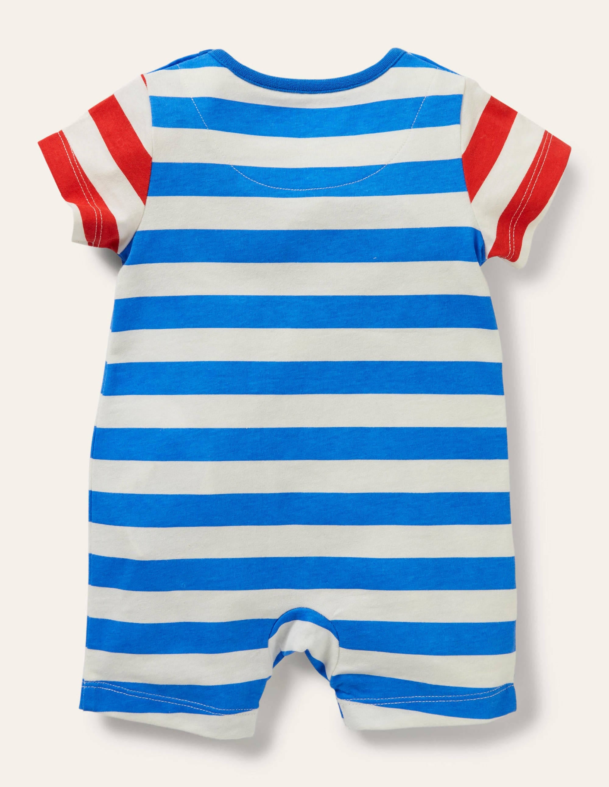 Adorable Appliqué Romper for Baby Girls - Marina/Ivory Stripe Space Design | Perfect for Summer Outfits, Beach Vacations & Photo Shoots