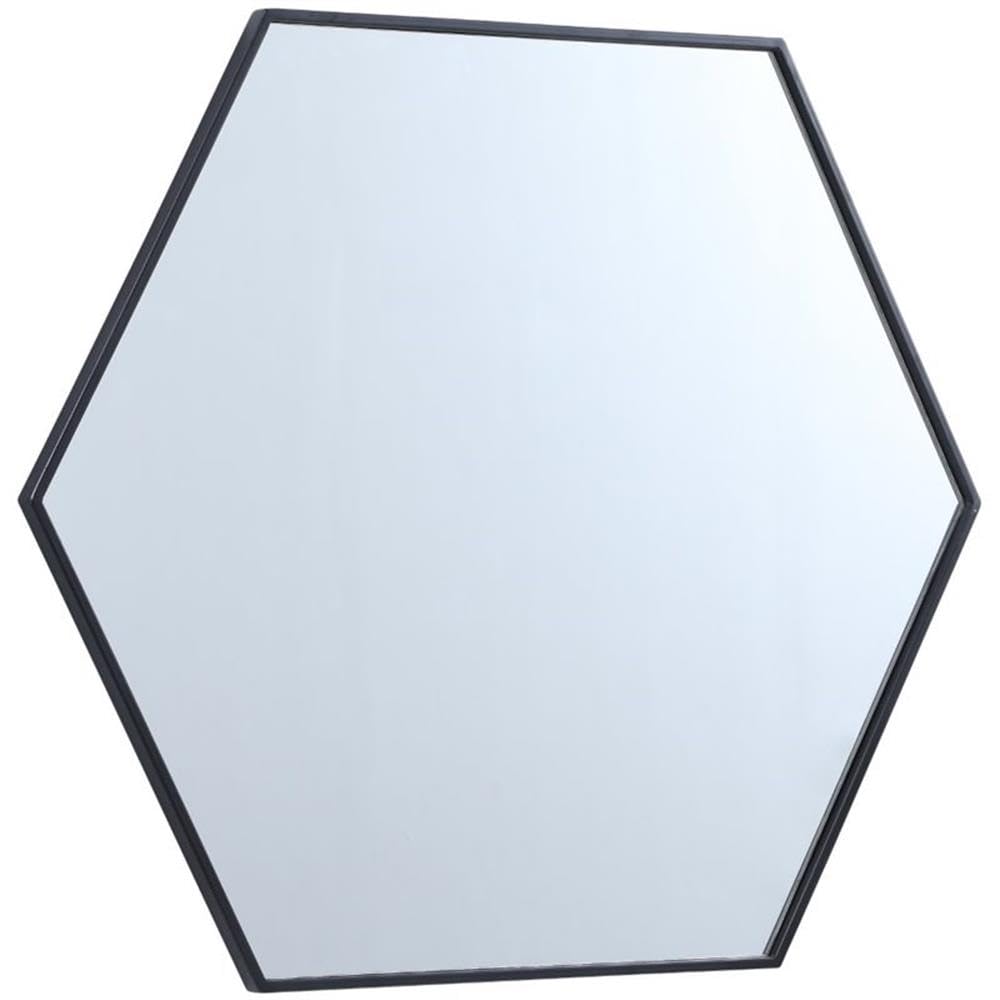 Black Hexagonal Metal Frame Mirror 32