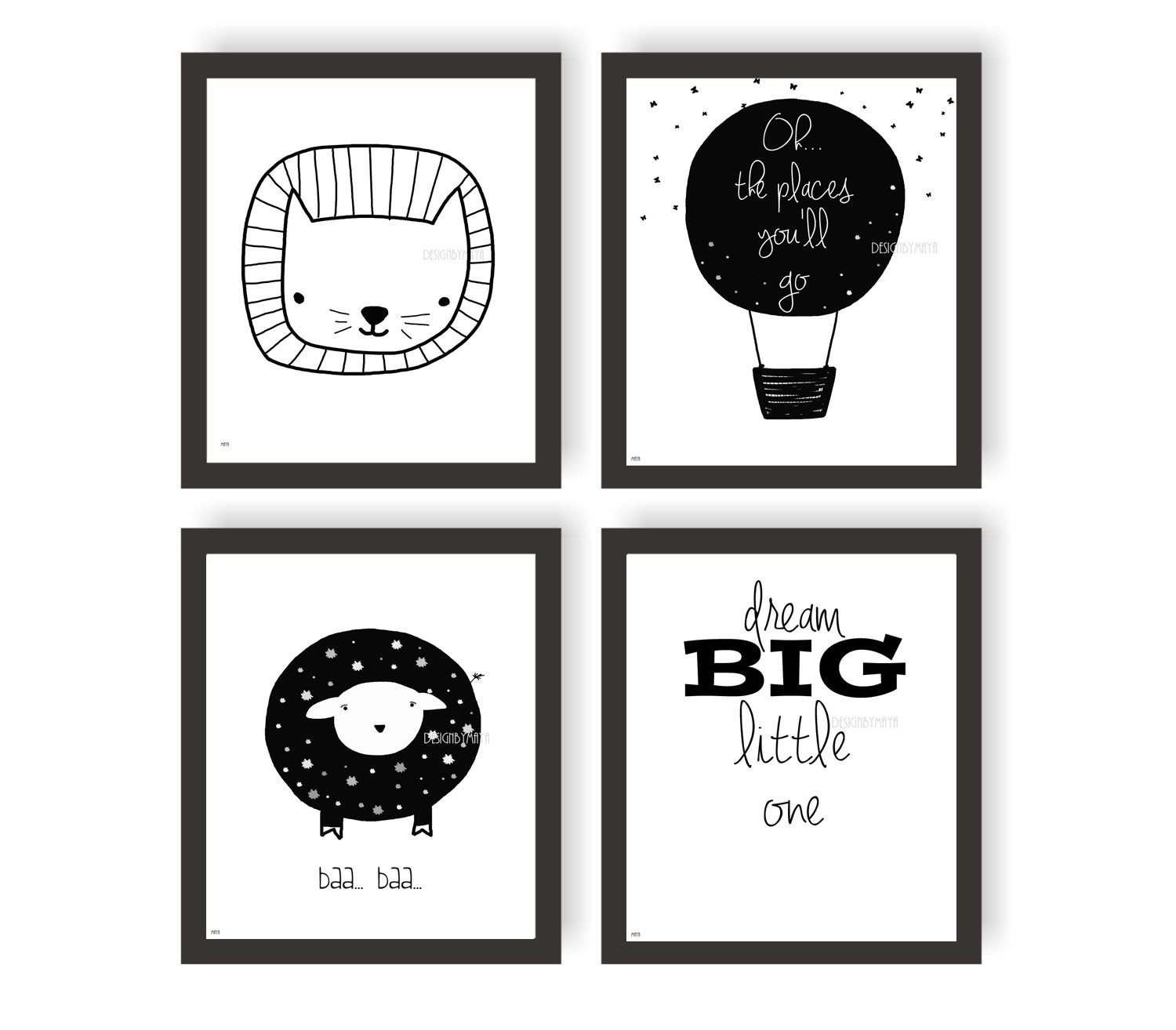 Modern Black and White Nursery Wall Art - Scandinavian Minimalist Baby Room Decor, Children's Art Prints - Perfect for Newborn Visual Stimulation & Nursery Aesthetic