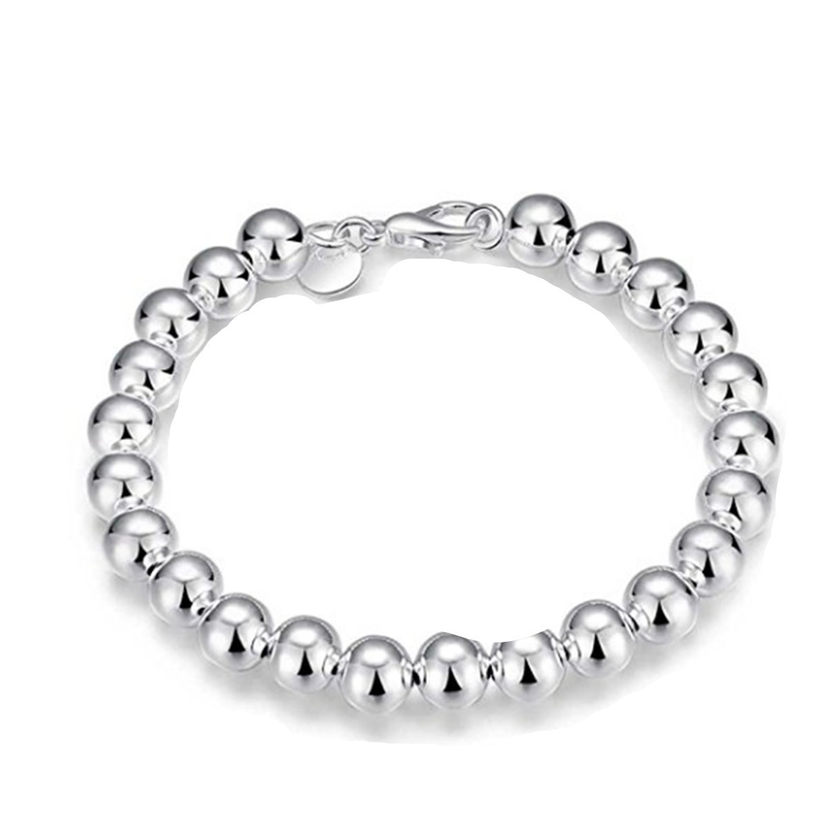 Trendy Women's 925 Sterling Silver Plated 4mm Bead Chain Bangle Bracelet - Elegant Stackable Jewelry for Everyday Wear, Parties & Gifts
