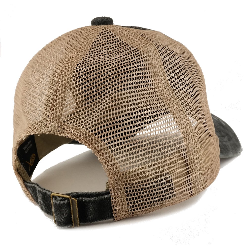 WTF America Embroidered Distressed Trucker Hat with Mesh Back - Trendy Baseball Cap for Men & Women | Perfect for Streetwear, Casual Outfits & Outdoor Activities