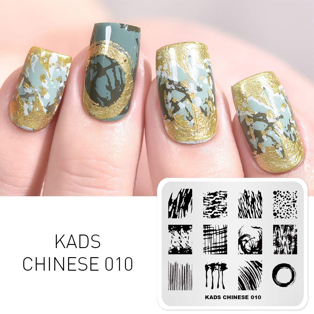 Chinese Style Nail Art Stamping Plates - KADS Stencil Image Template for DIY Nail Designs (CN010) | Perfect for Home Manicures, Salon Nail Art, and Creative Nail Stamping