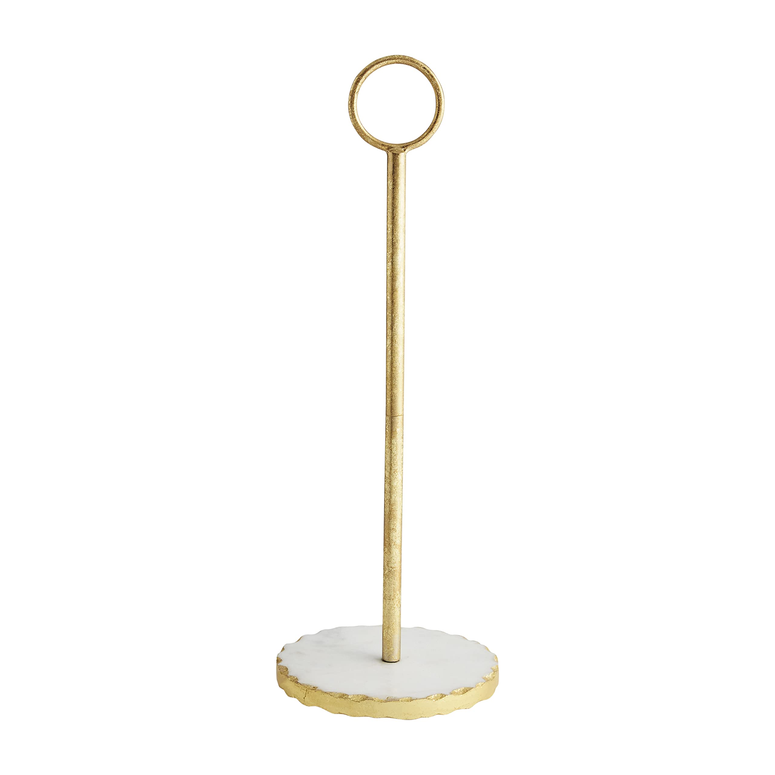 Mud Pie Gold Edge Marble Paper Towel Holder - Elegant White Ceramic Towel Stand, 16