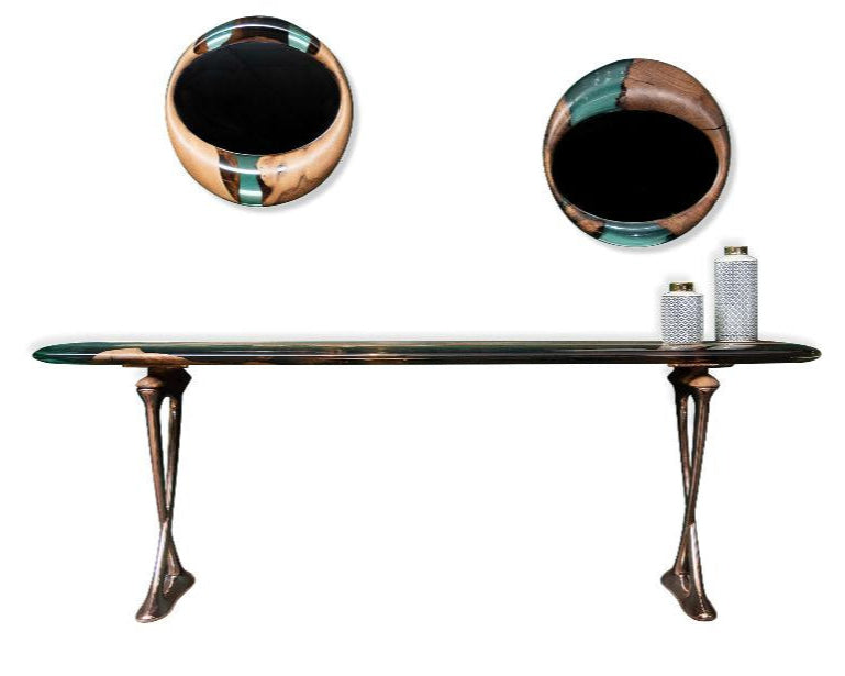 Modern Resin Console Table - Osso Collection Entryway & Foyer Table Without Mirrors | Perfect for Hallway Decor, Living Room Accent, and Small Space Furniture