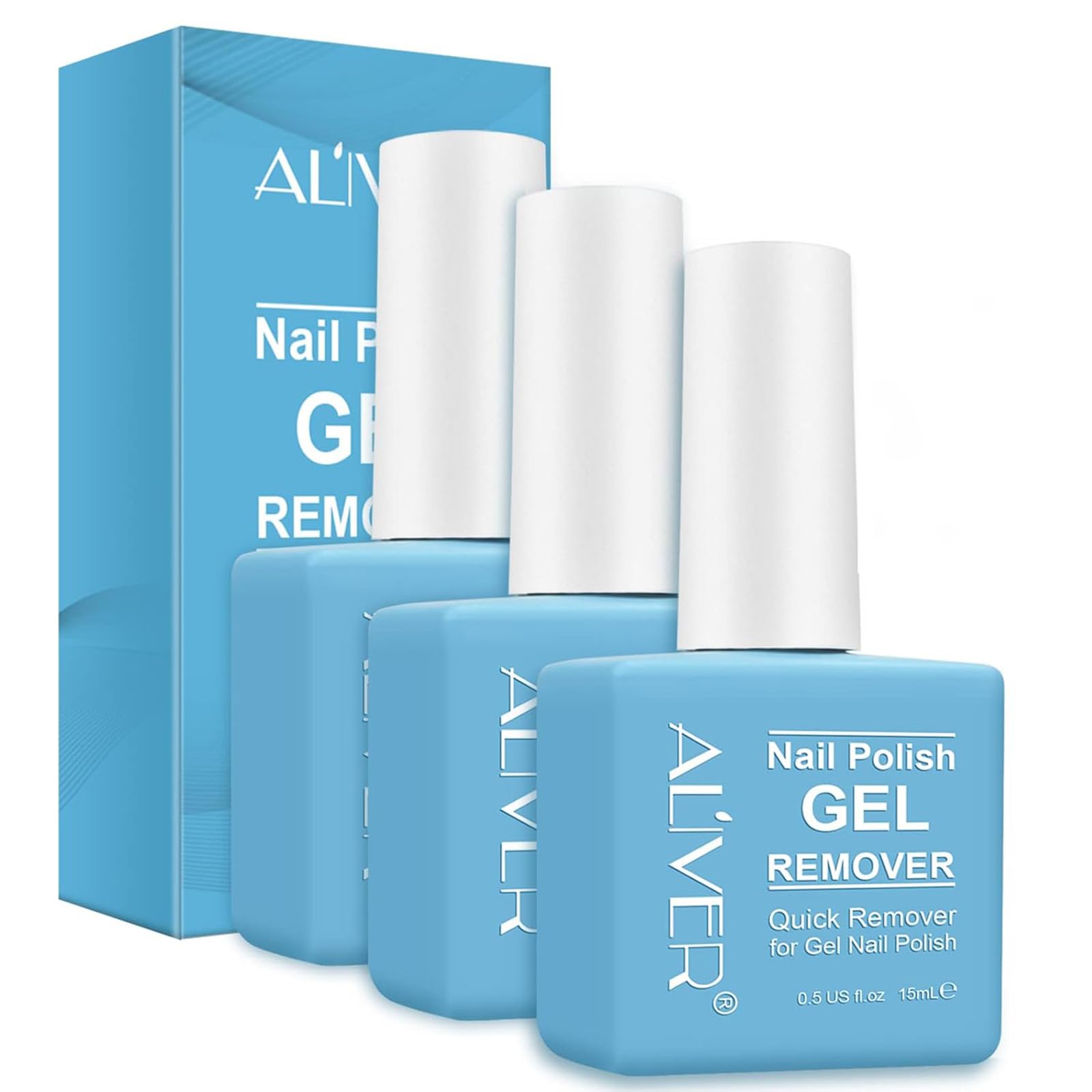 Tudiqe 3 Pack Gel Nail Polish Remover - Ultra-Powerful Professional Soak-Off Formula for Natural & Gel Nails (Blue, 1.5 Oz) | Fast 2-5 Minute Removal | Perfect for Salon & At-Home Manicures