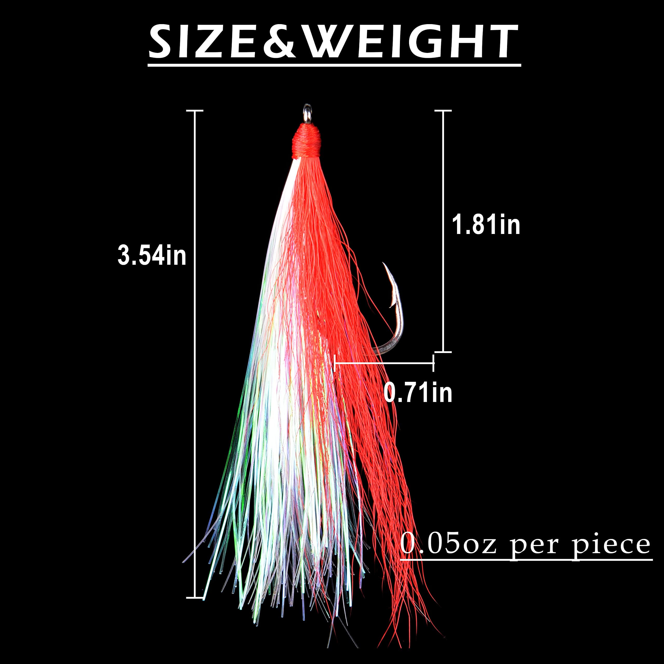Bucktail Fishing Lures with Hook - 5 Colors for Flounder, Salmon, Trout - Saltwater & Freshwater Fishing