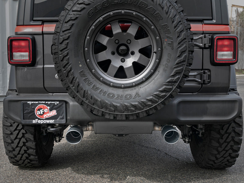 AFE Rebel Series Cat Back Exhaust System with Black Tips for Jeep Wrangler JL 3.6L V6 (2018-2025) - High Performance Exhaust Upgrade for Off-Road & Street Driving