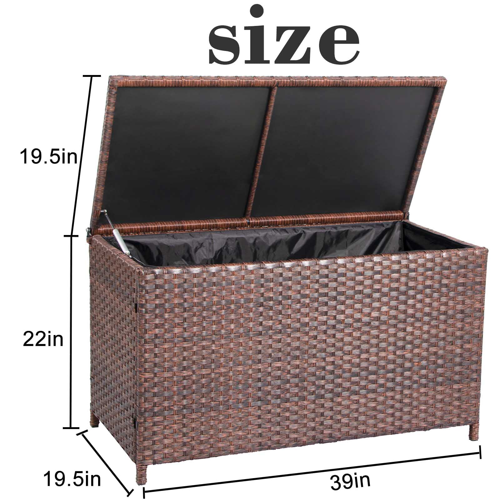 DIMAR GARDEN 70 Gallon Outdoor Storage Deck Box with Waterproof Cover - Patio Wicker Storage Container for Cushions, Toys & Garden Tools - Brown (Perfect for Backyard, Deck & Poolside Organization)