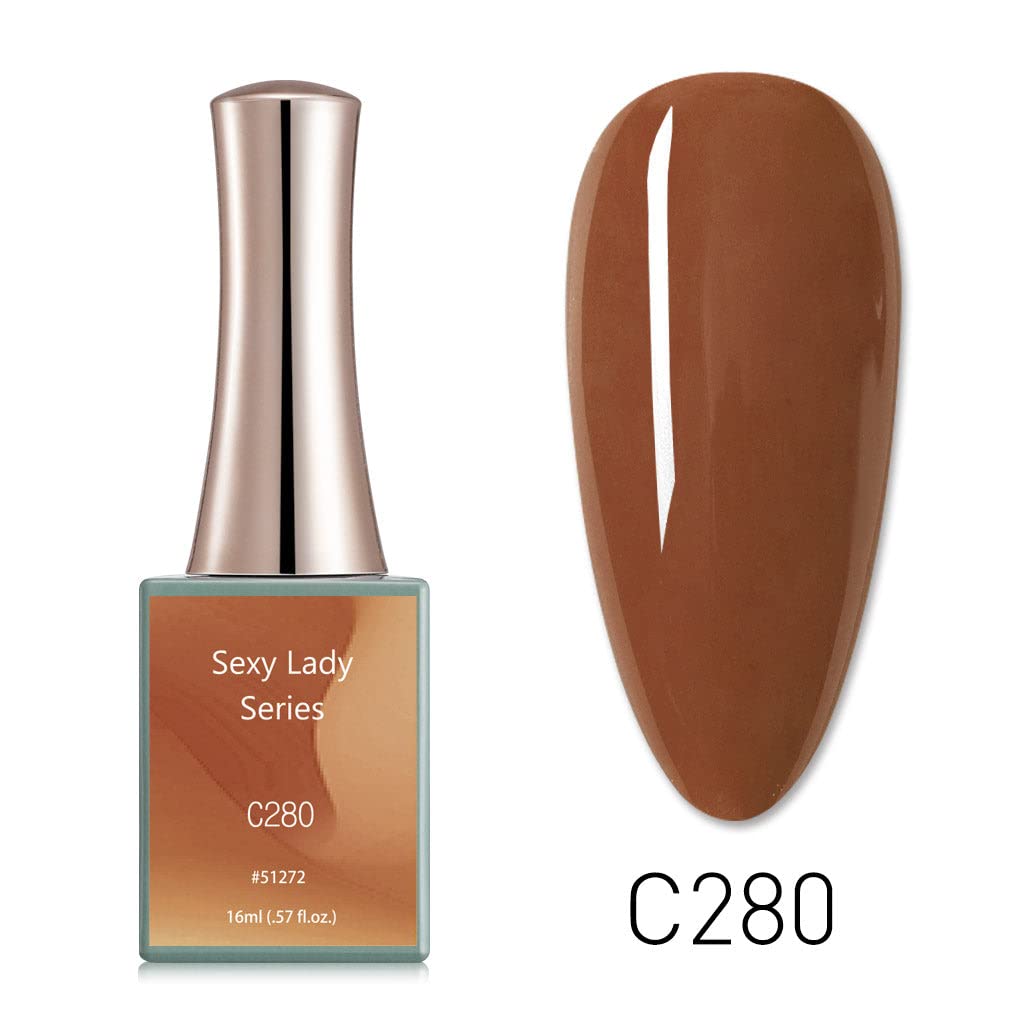 CANNI 16ml Brown Red Series Gel Nail Polish - Shining Color Soak Off UV Gel Varnish, Long Lasting & Chip Resistant, Requires UV/LED Light to Cure (C280) - Perfect for Salon, Home Manicure & Nail Art Designs