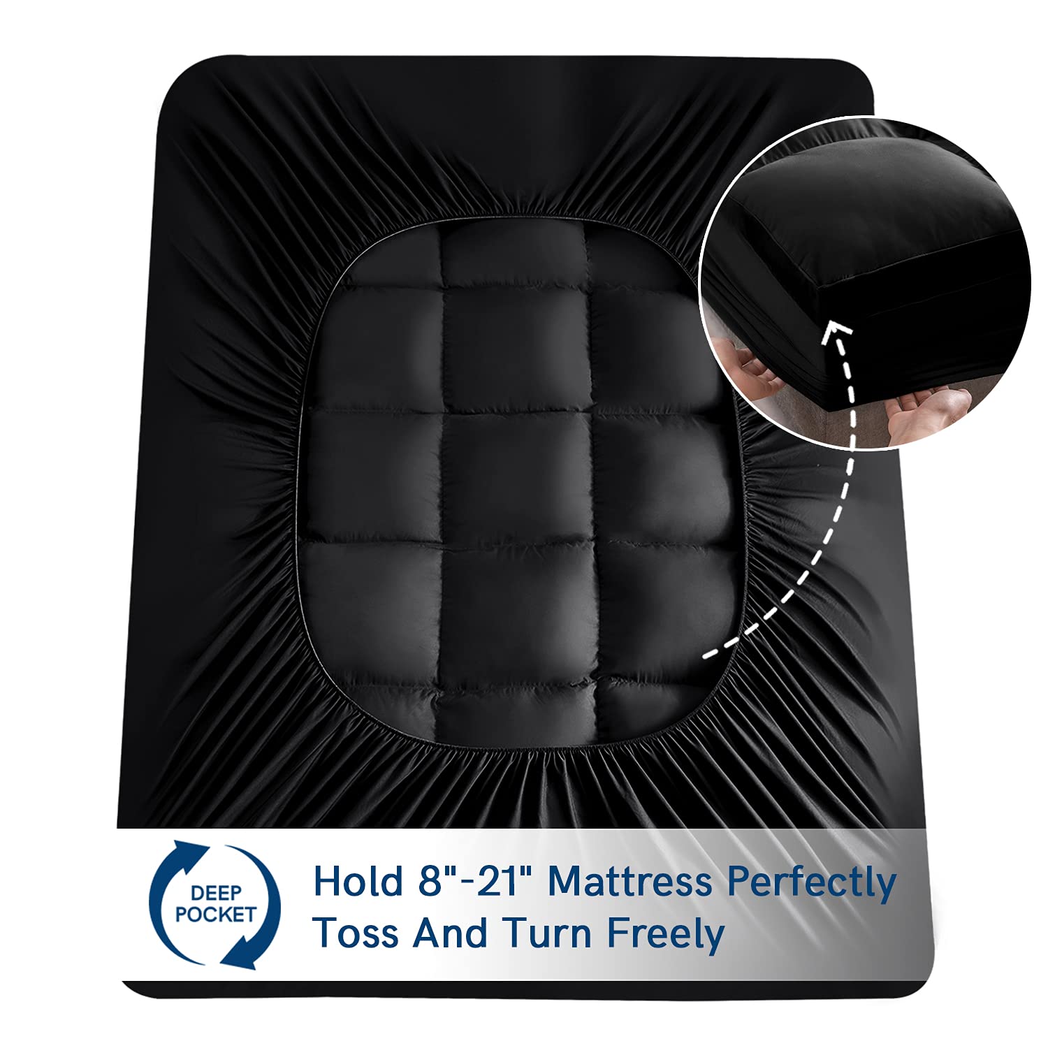 ELEMUSE 4-Inch Extra Thick Cooling Mattress Topper for Back Pain Relief - Cal King Size Plush Pillow Top Mattress Pad with Deep Pocket & Down Alternative Filling - Perfect for Side Sleepers, Hot Sleepers & Pressure Point Relief