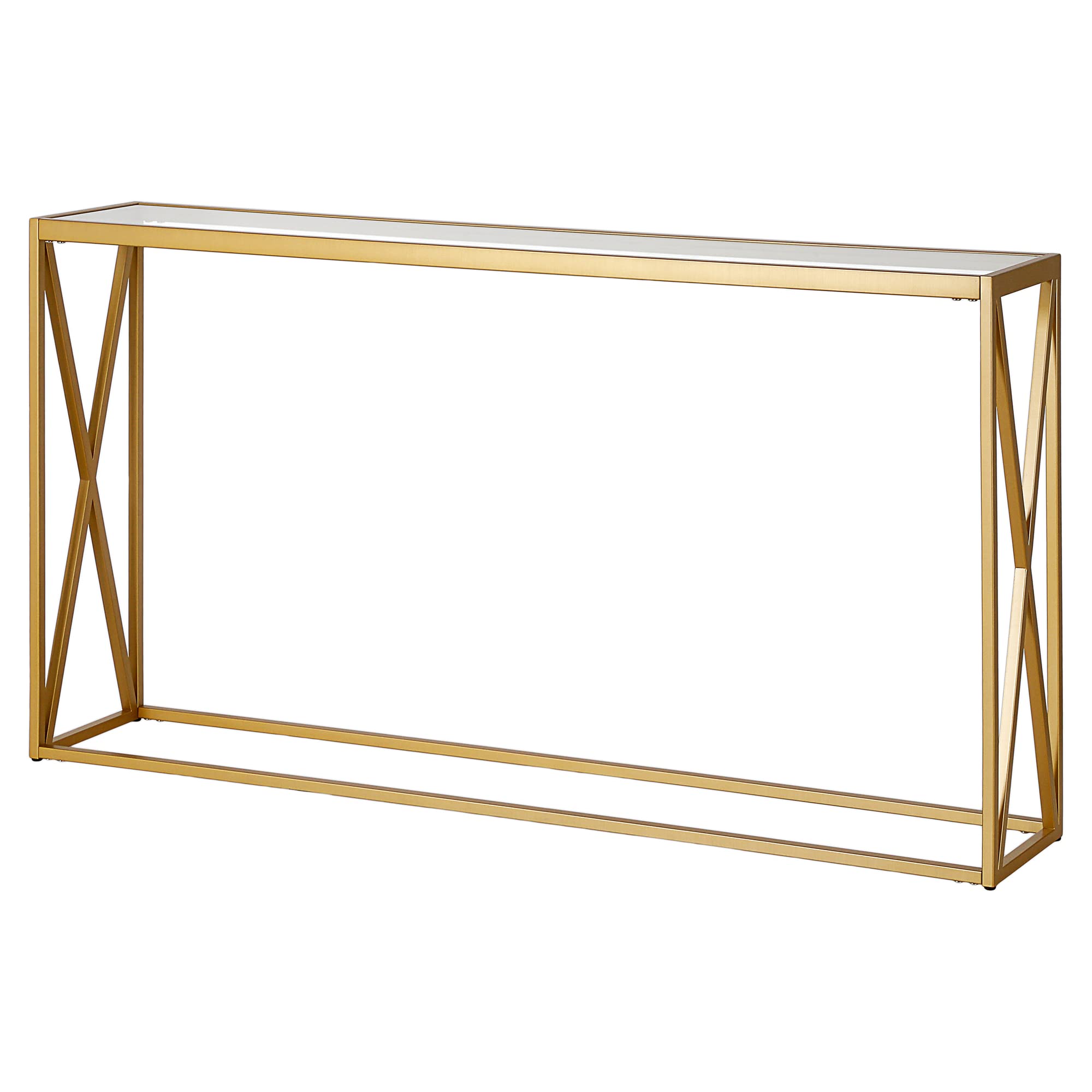 Arlo 55-Inch Wide Rectangular Brass Console Table - Perfect for Entryway, Living Room & Hallway Decor