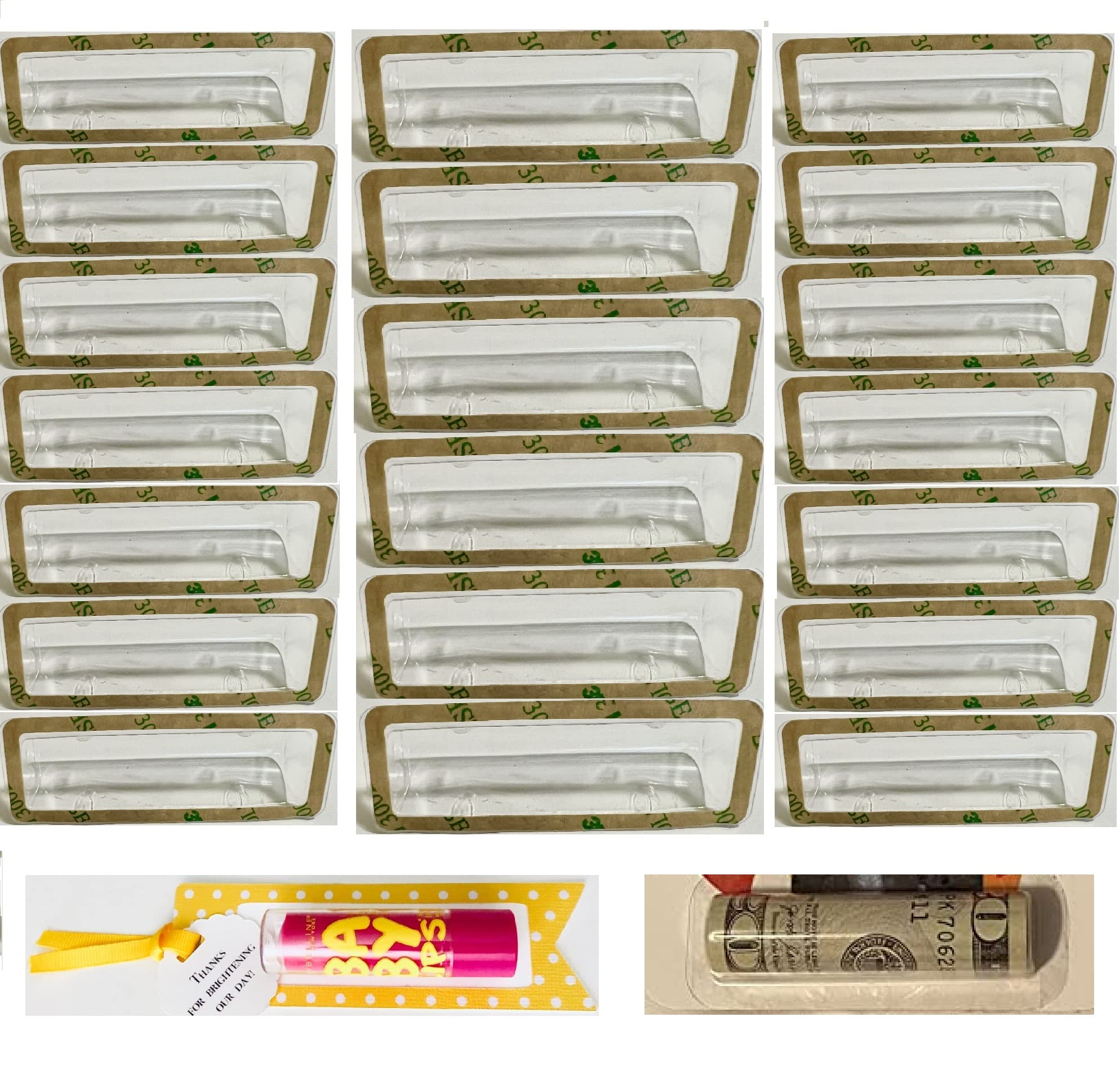 20PCS Clear Plastic Dome Money Card Holders with Adhesive Tape - DIY Lip Balm Pouch, Custom Gift Card Holder for Thanksgiving, Christmas & Party Favors - Perfect for Holiday Gifting, Party Decorations and Small Item Storage