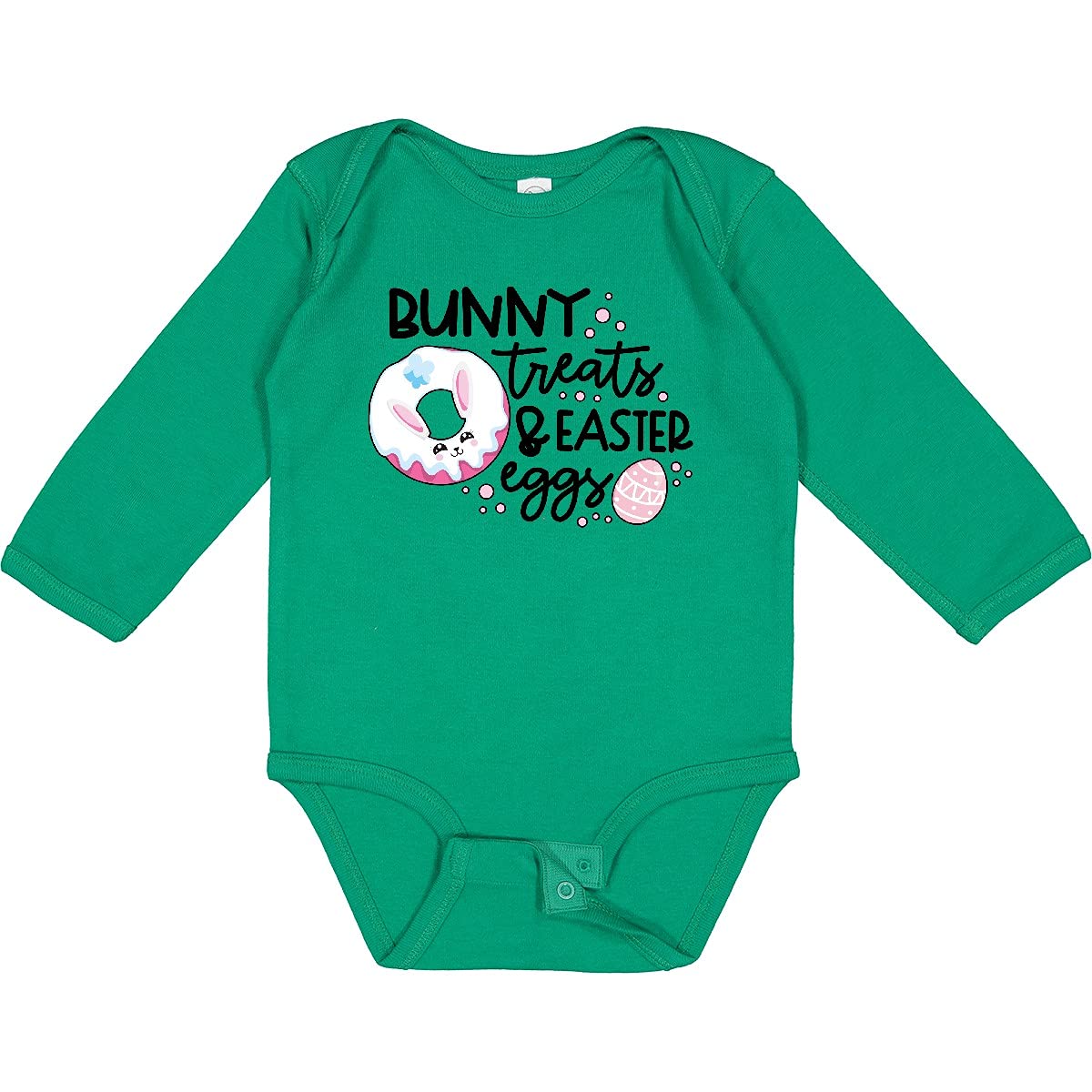 Inktastic Easter Bunny Treats & Easter Eggs Baby Long Sleeve Creeper - Cute Holiday Outfit for Easter Photos, Family Gatherings & Spring Celebrations
