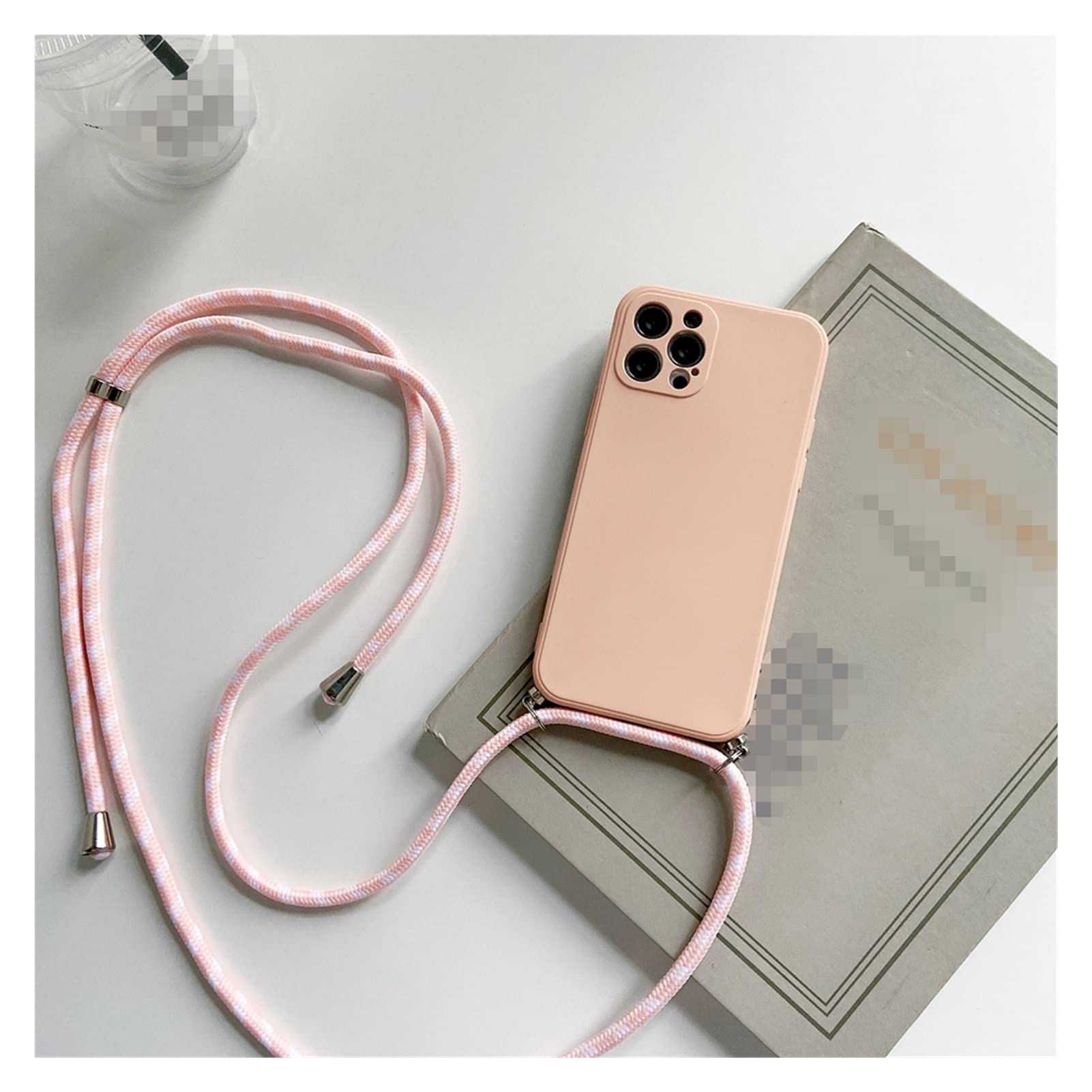 Liquid Silicone Phone Case with Crossbody Necklace Strap for iPhone 13 12 11 Pro X XR XS Max 7 8 Plus - Durable Protective Cover (iPhone 12 Pro Max, Color C) - Perfect for Gym, Travel & Everyday Use