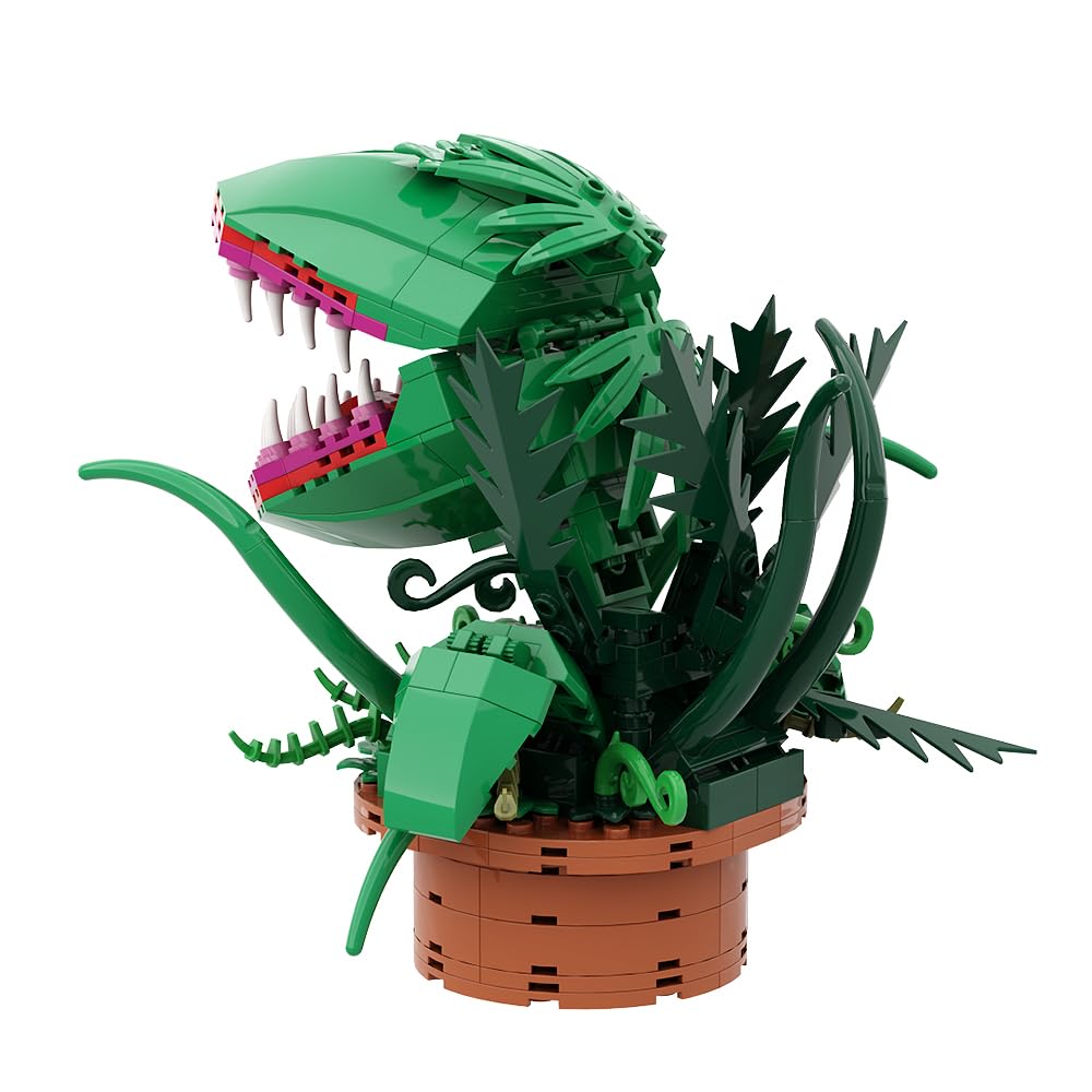 Audrey II Building Blocks Set - 344 Pcs Lego-Compatible Piranha Plant Toy with Openable Mouth, Little Shop of Horrors Inspired Gift for Kids & Fans - Perfect for Birthday, Christmas & Horror Movie Theme Parties