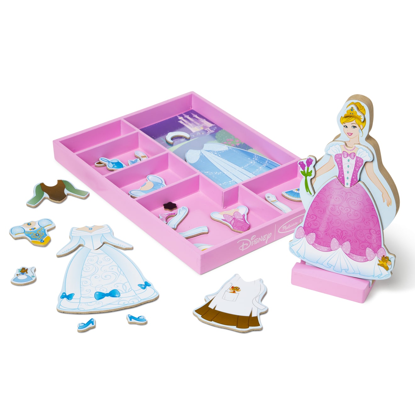 Cinderella Wooden Magnetic Dress Up Doll Set for Kids - Princess Pretend Play Toy for Girls, Birthday Gift, Party Favor - Perfect for Imaginative Play & Storytelling
