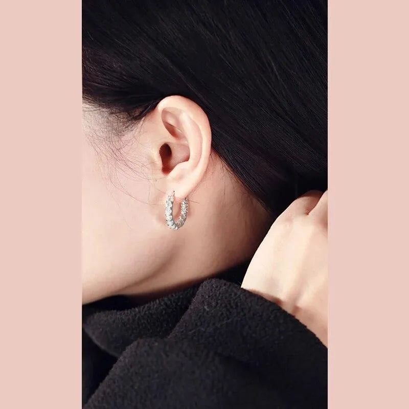 18K Gold Plated 2.6CT Moissanite Hoop Earrings for Women | 925 Sterling Silver Wedding & Party Jewelry | Elegant Gift for Anniversary, Bridal Shower & Special Occasions
