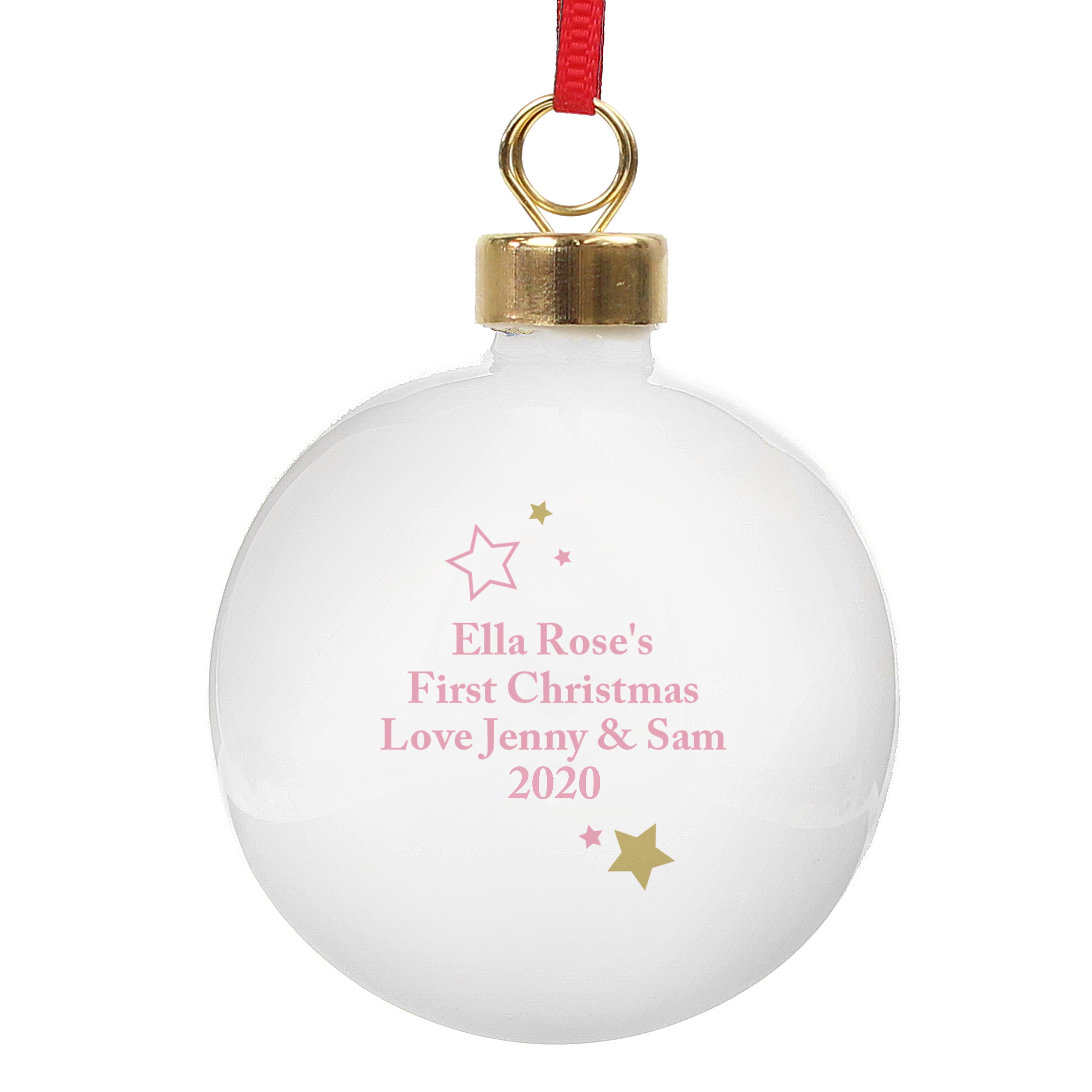 Personalized Gold & Pink Stars 'My 1st Christmas' Ornament - Perfect Baby's First Christmas Keepsake for Tree Decorations & Holiday Gifts