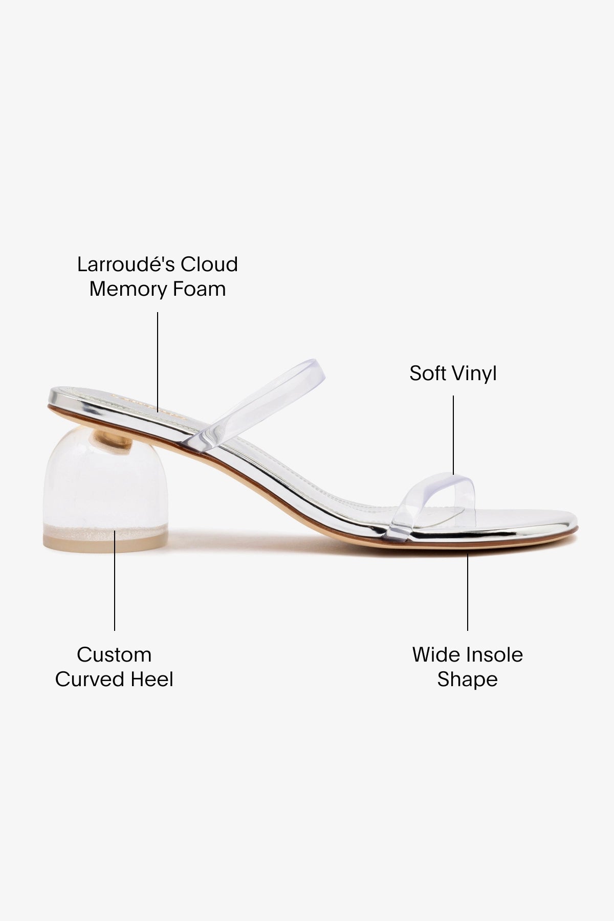 Dew Drop Mule Shoes in Silver Specchio & Vinyl - Comfortable Women's Slip-On Loafers for Casual Wear & Office