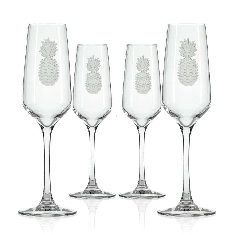Fresh Pineapple 5.75oz Champagne Flutes - 12 Pack Set for Weddings, Parties & Special Events | Elegant Glassware for Celebrations & Toasts
