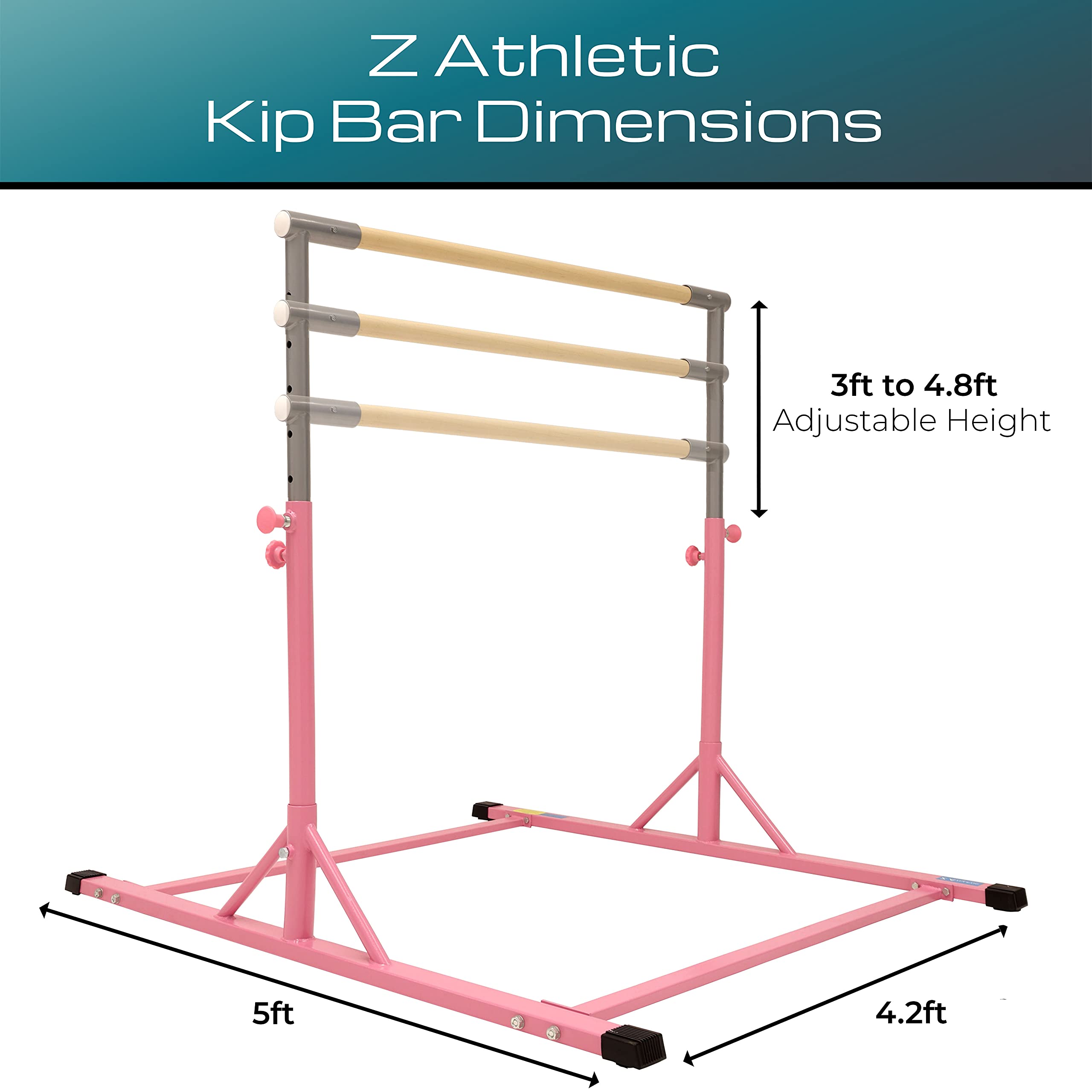 Z ATHLETIC Kip Bar and Folding Gymnastics Mat - Adjustable Home Gym Equipment for Kids & Adults - Perfect for Gymnastics Training, Exercise & Play - Indoor/Outdoor Use