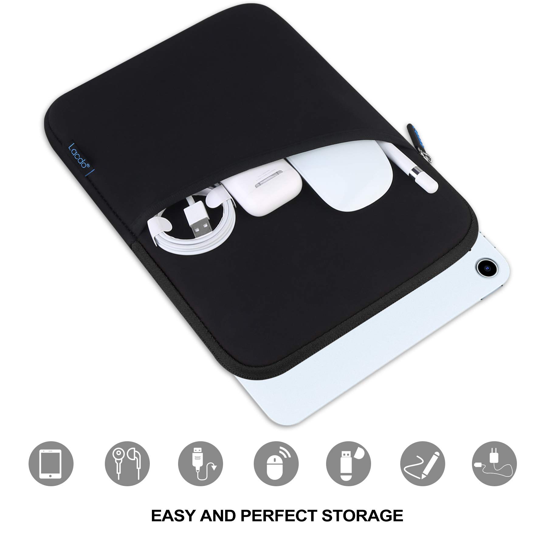 Lacdo 11 Inch Tablet Sleeve Case - Compatible with iPad Pro M4, iPad Air M3/M2, iPad 10.9