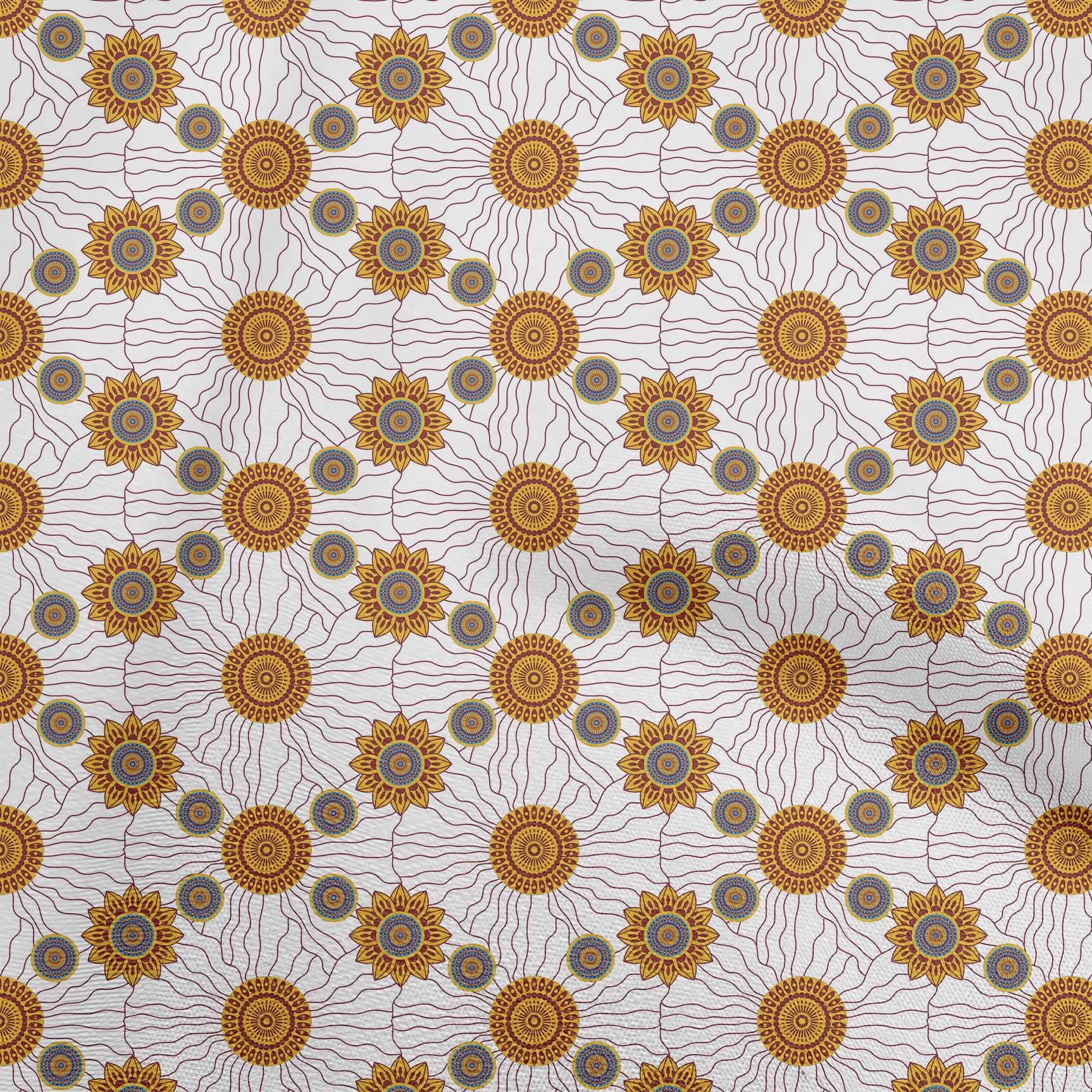oneOone Polyester Spandex Gamboge Yellow Asian Print Fabric by The Yard - 56 Inch Wide Dress Material for DIY Fashion, Home Decor & Quilting Projects