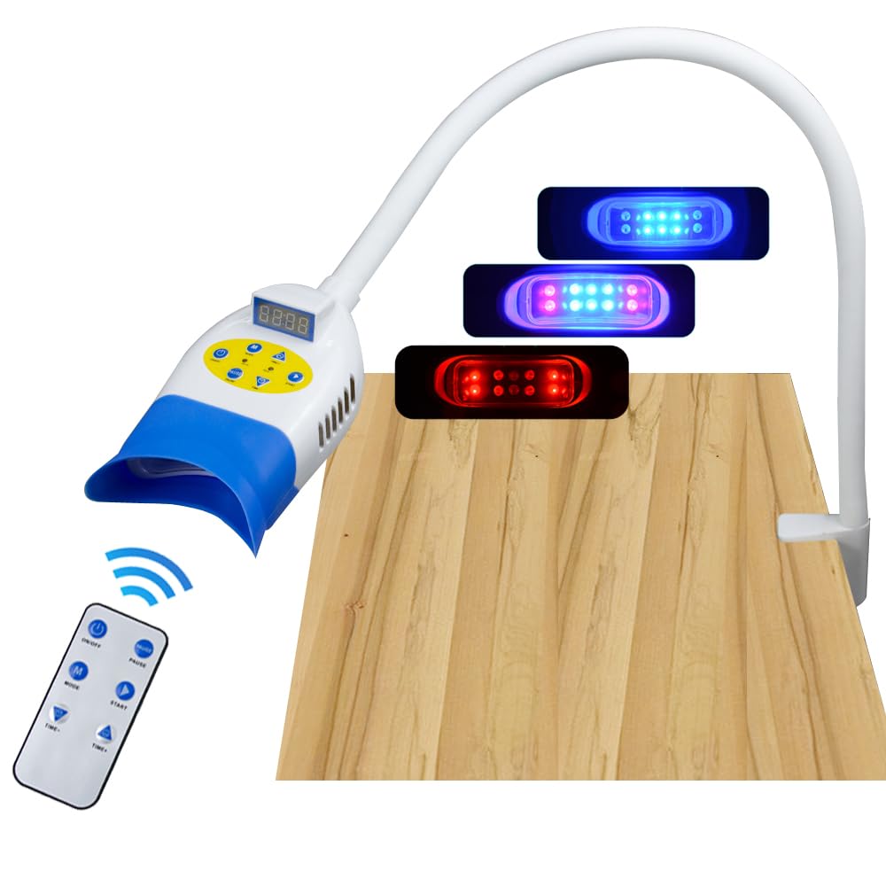Professional LED Teeth Whitening Light Machine - 36W 10-LED Accelerator with Blue, Red & Purple Cold Lamps - Table Fixed Type for Home & Dental Office Use - Brighten Smile for Weddings, Photos & Special Occasions
