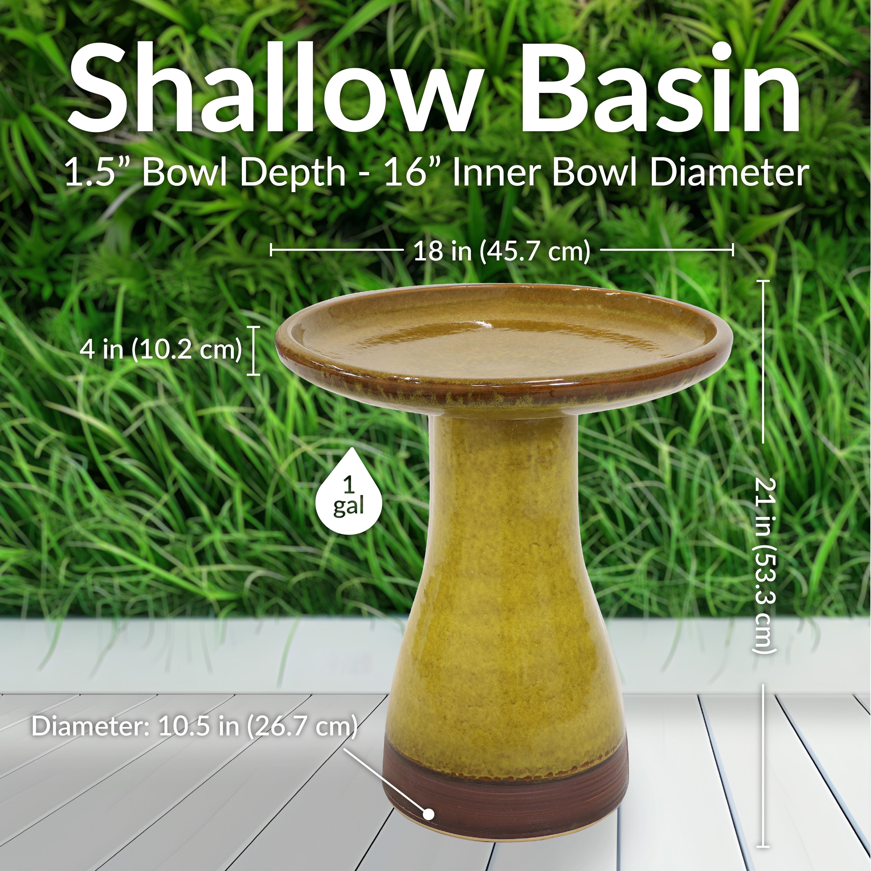 Sunnydaze Glazed Ceramic Duo Tone Outdoor Bird Bath - Garden Decor for Attracting Birds & Enhancing Outdoor Spaces