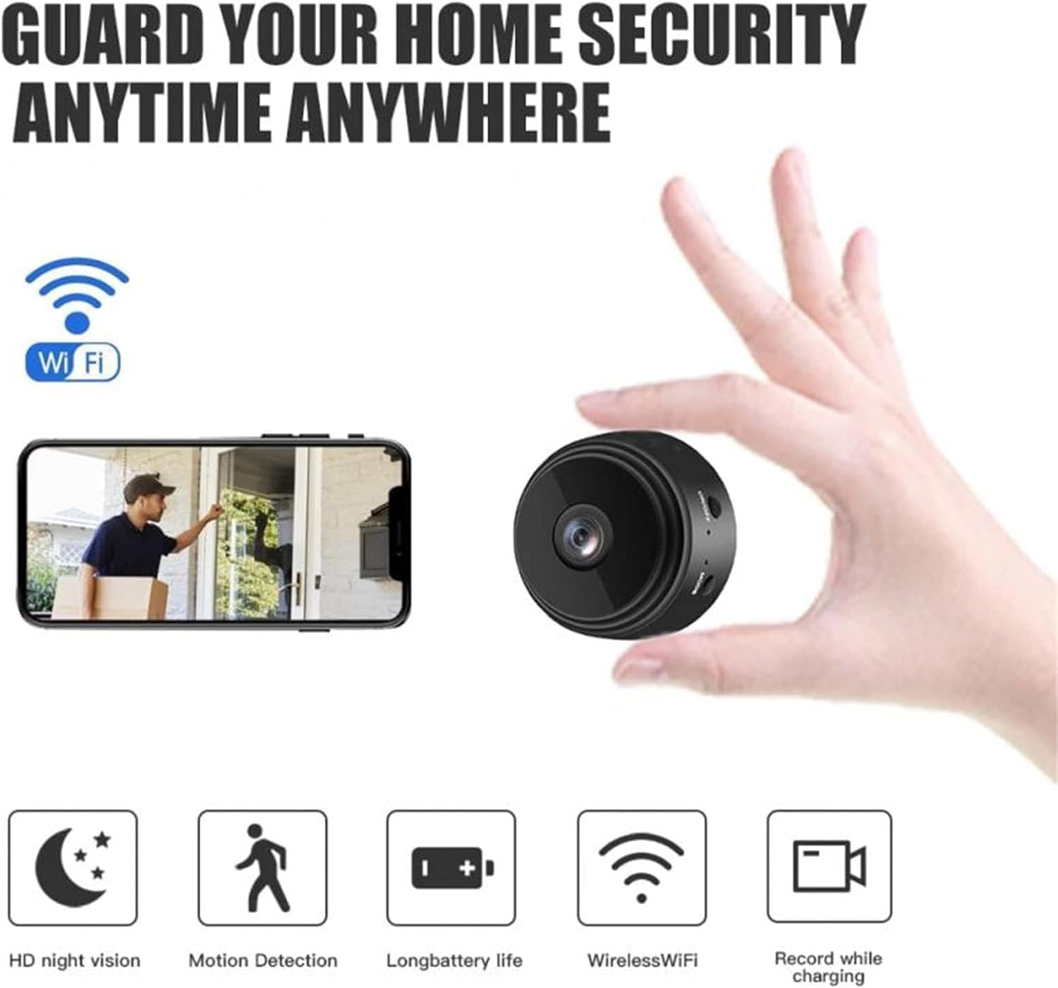 SpyFocus Magnetic Mini Security Camera with Night Vision & Motion Detection - 2 Pack, Wireless Outdoor/Indoor Covert Spy Cam, App Control for Home, Office & Surveillance - Ideal for Baby Monitoring, Pet Watching & Property Security