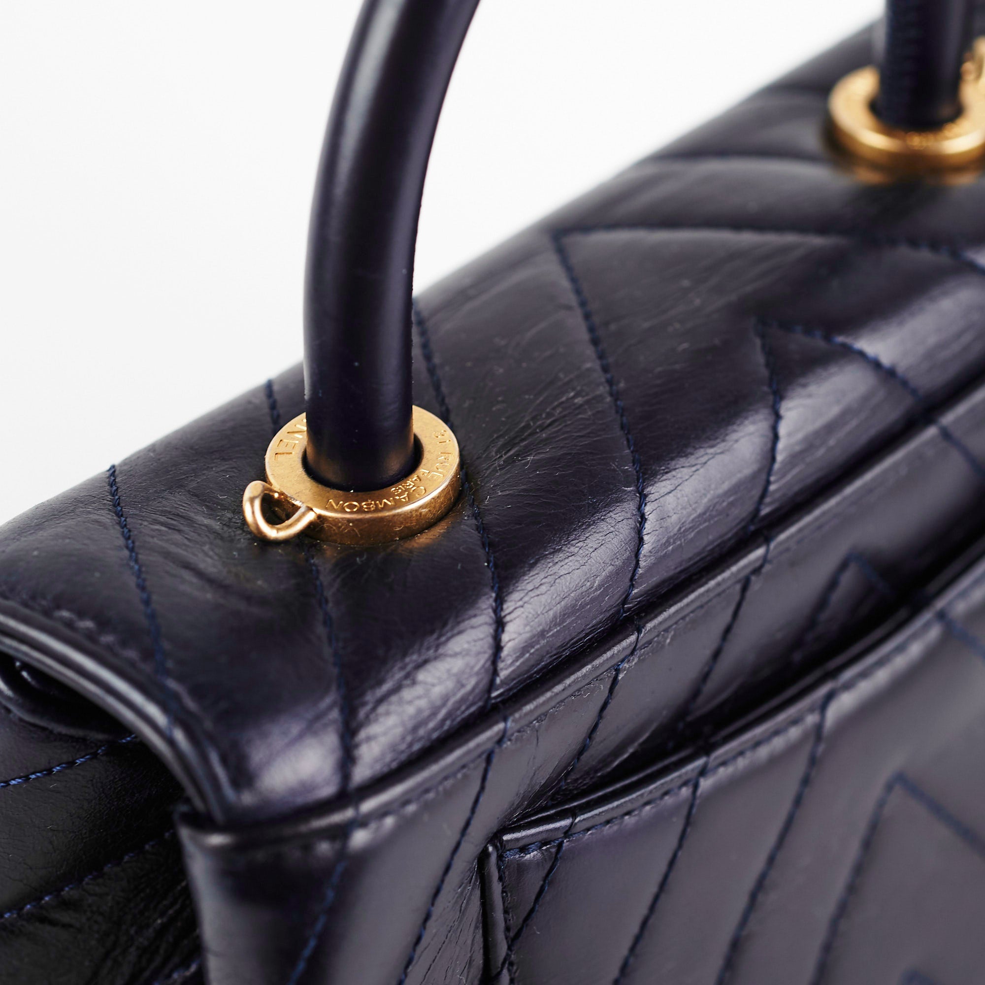 Chanel Small Coco Handle Bag in Dark Navy Blue - Luxury Crossbody Shoulder Bag for Women, Perfect for Work, Date Night & Special Occasions
